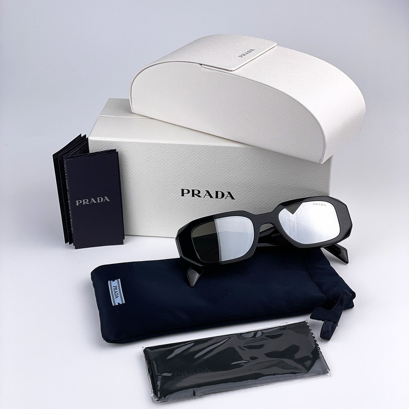 Prada NEW Prada PR17WS 1AB2B0 Black Grey Silver Square Sunglasses Size ONE SIZE - 10 Thumbnail