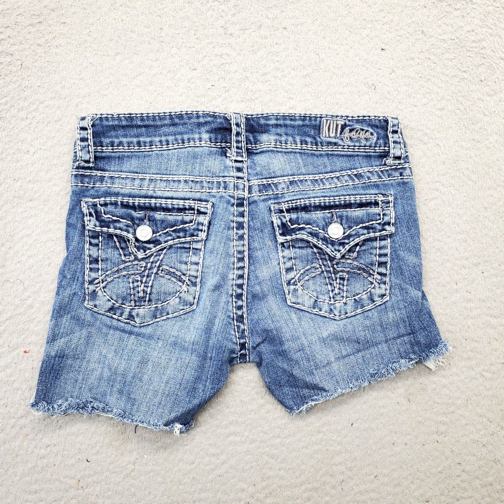 Vintage KUT from the Kloth Womens Size 2 Navy Denim Boyfriend Shorts Frayed Hem Size 26" / US 2 / IT 38 - 2 Thumbnail