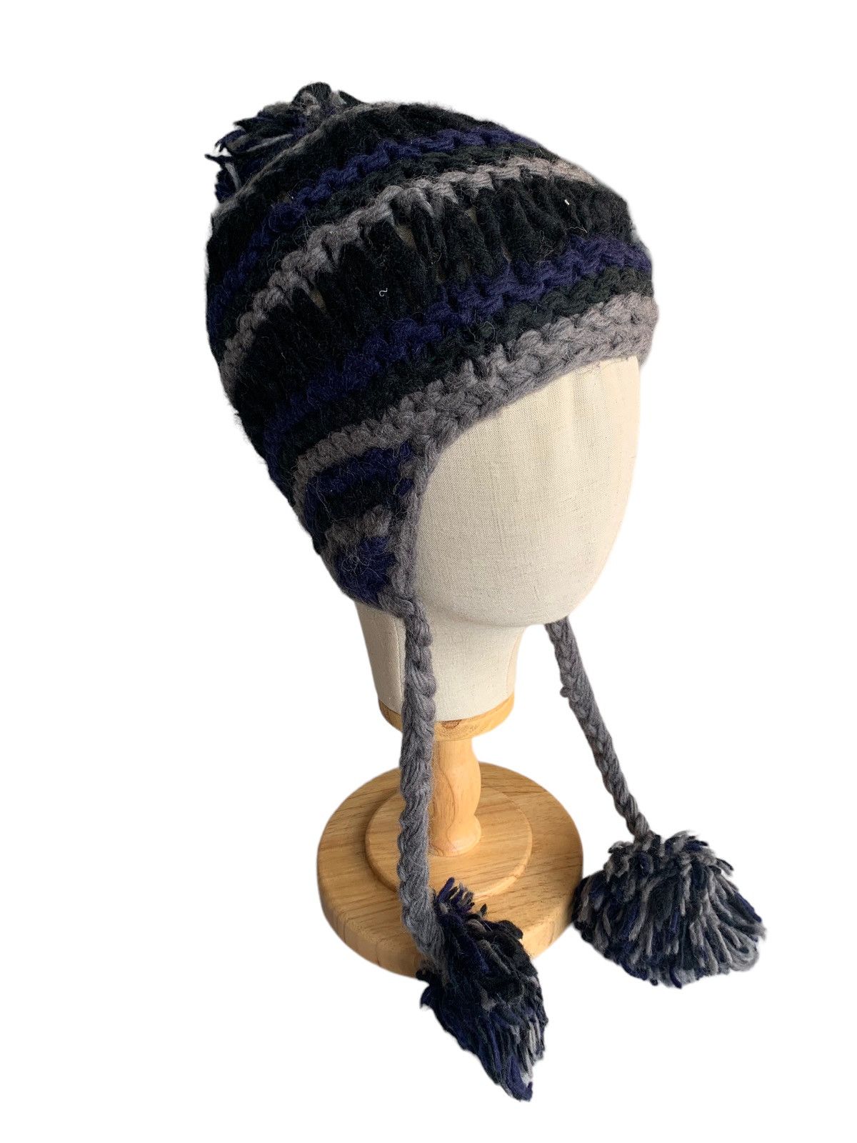 Japanese Brand × Kapital × Vintage Rare Crochet Knit Earflap Wool Beanie hats Size ONE SIZE - 2 Thumbnail