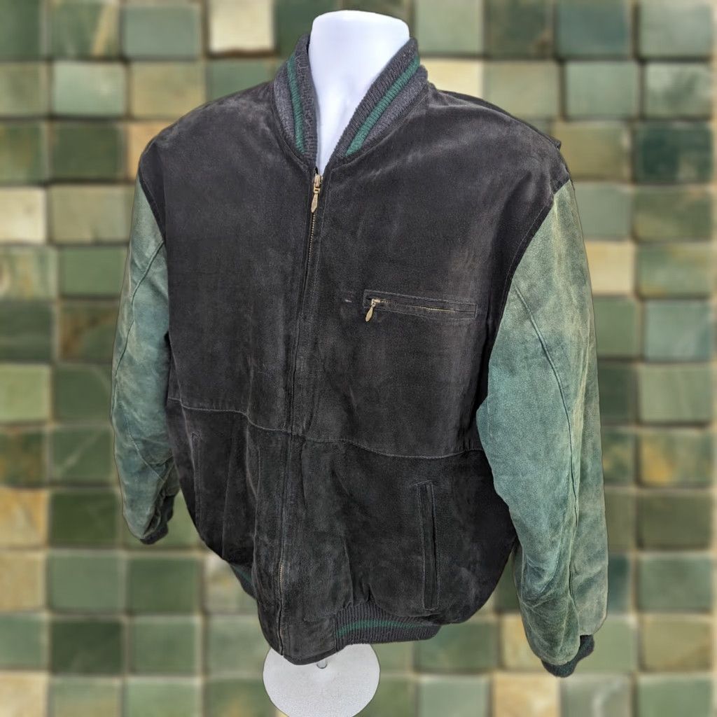 Vintage VINTAGE Varsity Mens M Black Suede Leather Zip Front Lettermans Varsity Jacket Size US M / EU 48-50 / 2 - 1 Thumbnail