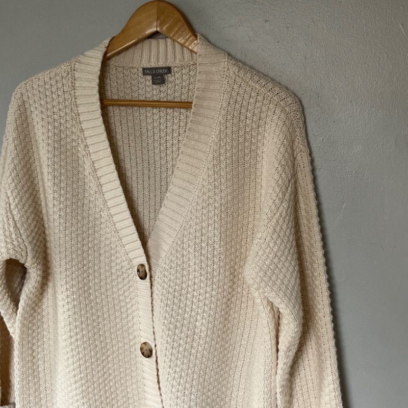 Other Falls Creek Cream Knit Cardigan Sweater L/XL Size XL / US 12-14 / IT 48-50 - 4 Thumbnail