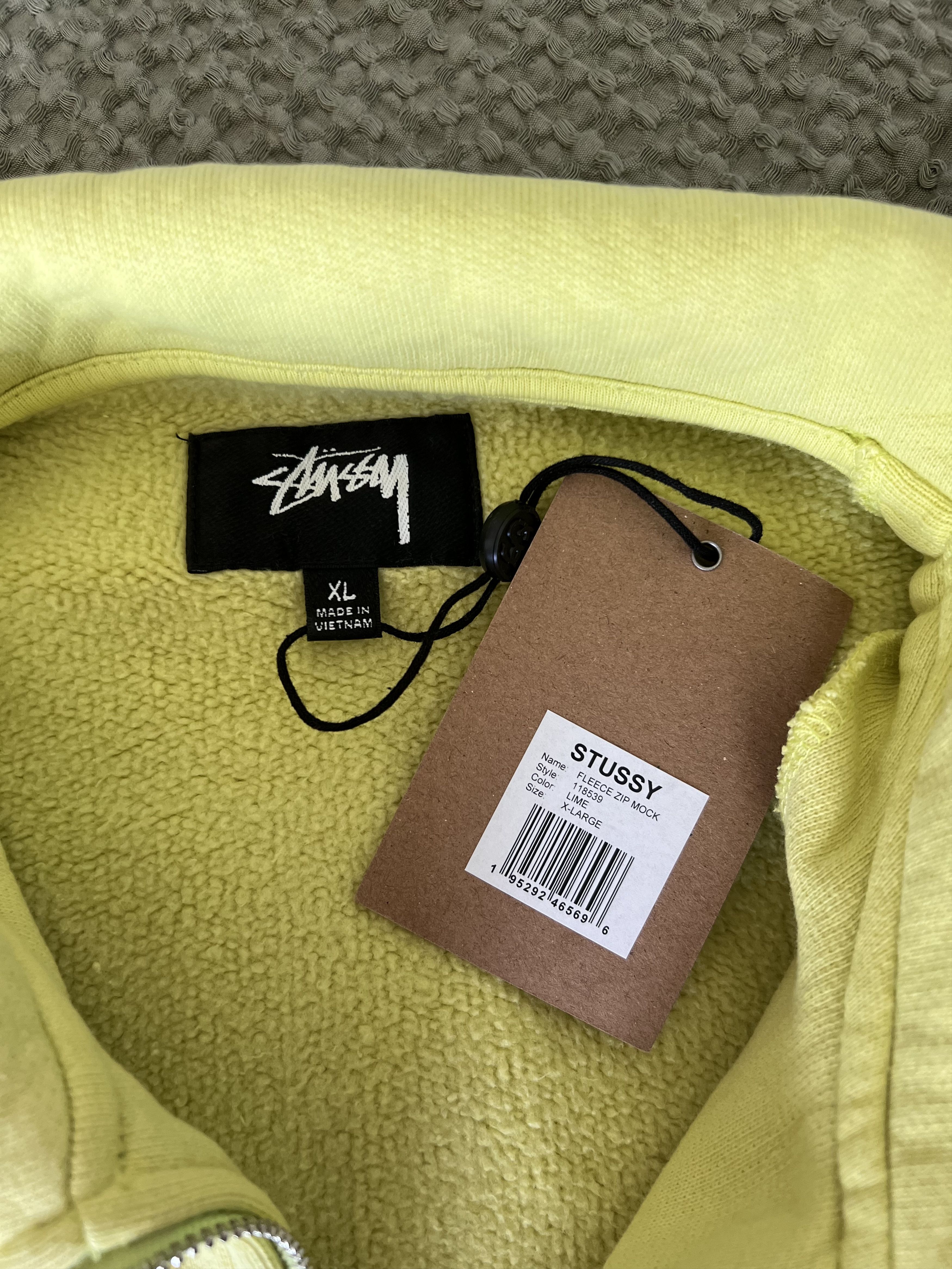 Stussy Stussy Fleece Zip Mock Sweatshirt in Lime Green Size US XL / EU 56 / 4 - 7 Thumbnail