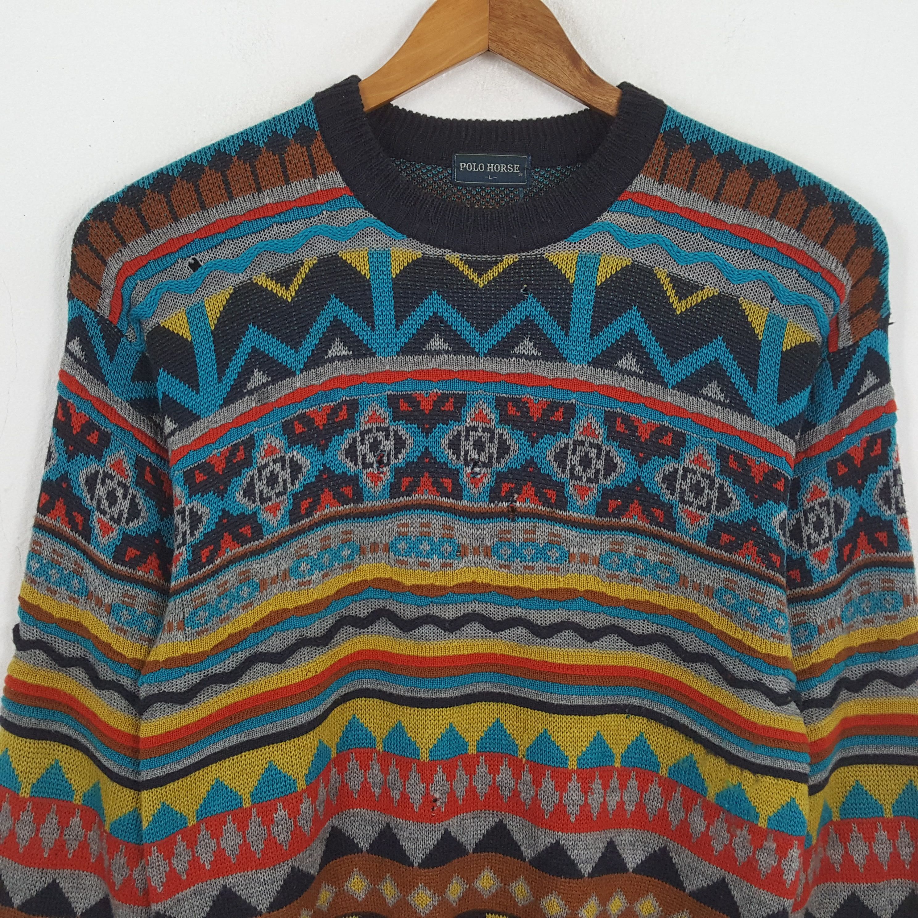 Vintage Vintage POLO HORSE Coogi Style Design Sweatshirts Size US M / EU 48-50 / 2 - 2 Thumbnail