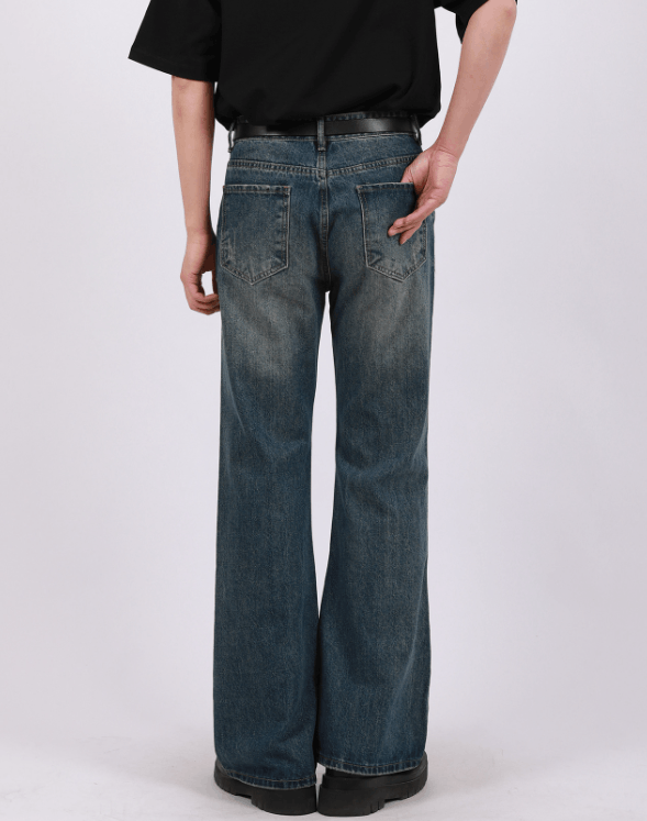 Japanese Brand × Jean Retro cleanfit blue distressed flared loose casual jeans Size US 32 / EU 48 - 4 Thumbnail