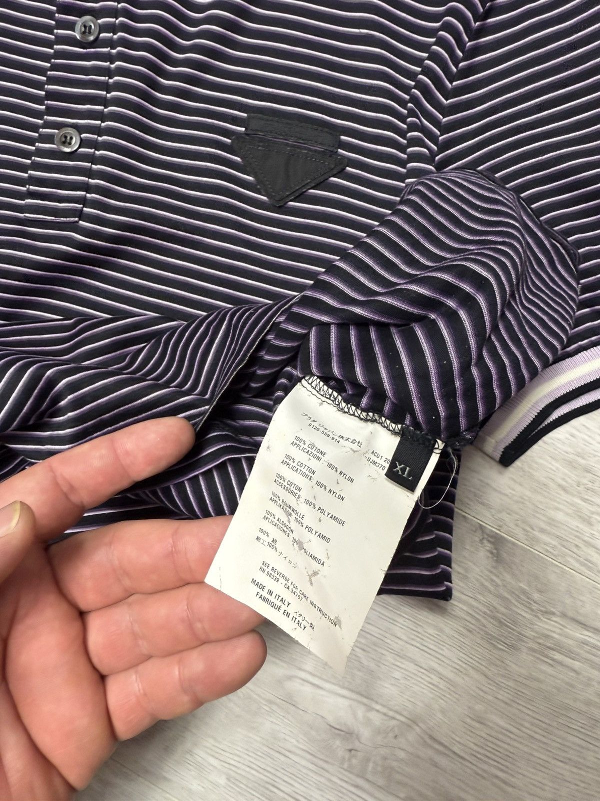 Prada Vintage Prada Men’s Striped Polo T-Shirt Triangle Logo Patch Size US L / EU 52-54 / 3 - 10 Thumbnail
