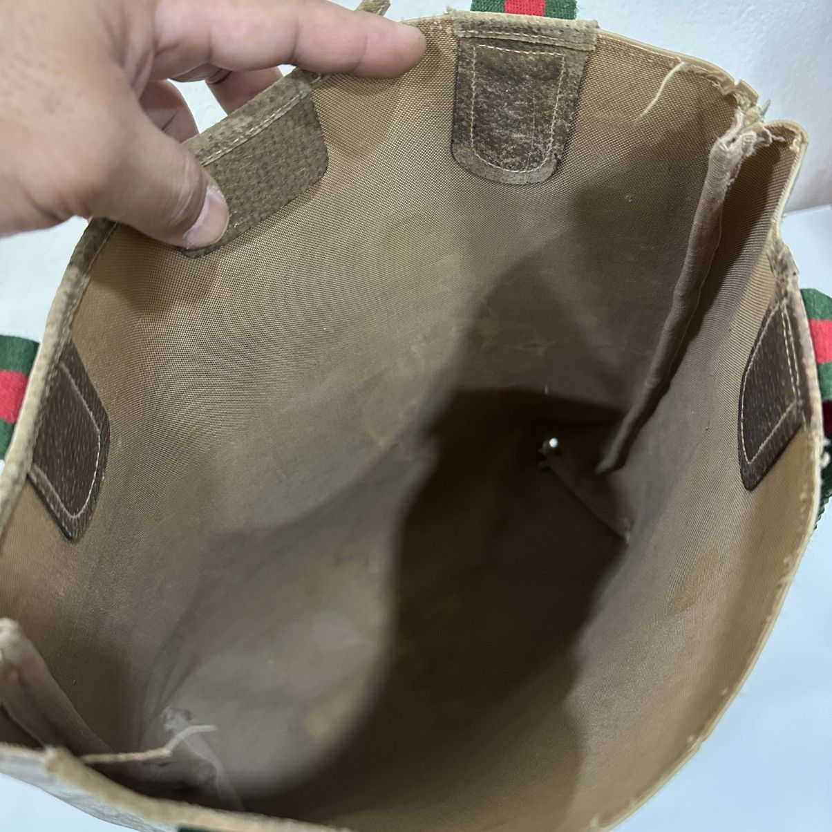 Gucci VINTAGE GUCCI GG MONOGRAM SHERRY LINE TOTE BAG 34 Size ONE SIZE - 11 Thumbnail