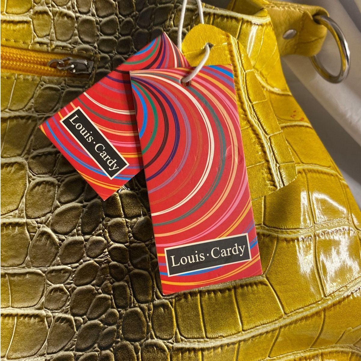 Other Louis Cardy Yellow Croc Embossed Tote Bag with Tassel Accent Size ONE SIZE - 5 Thumbnail