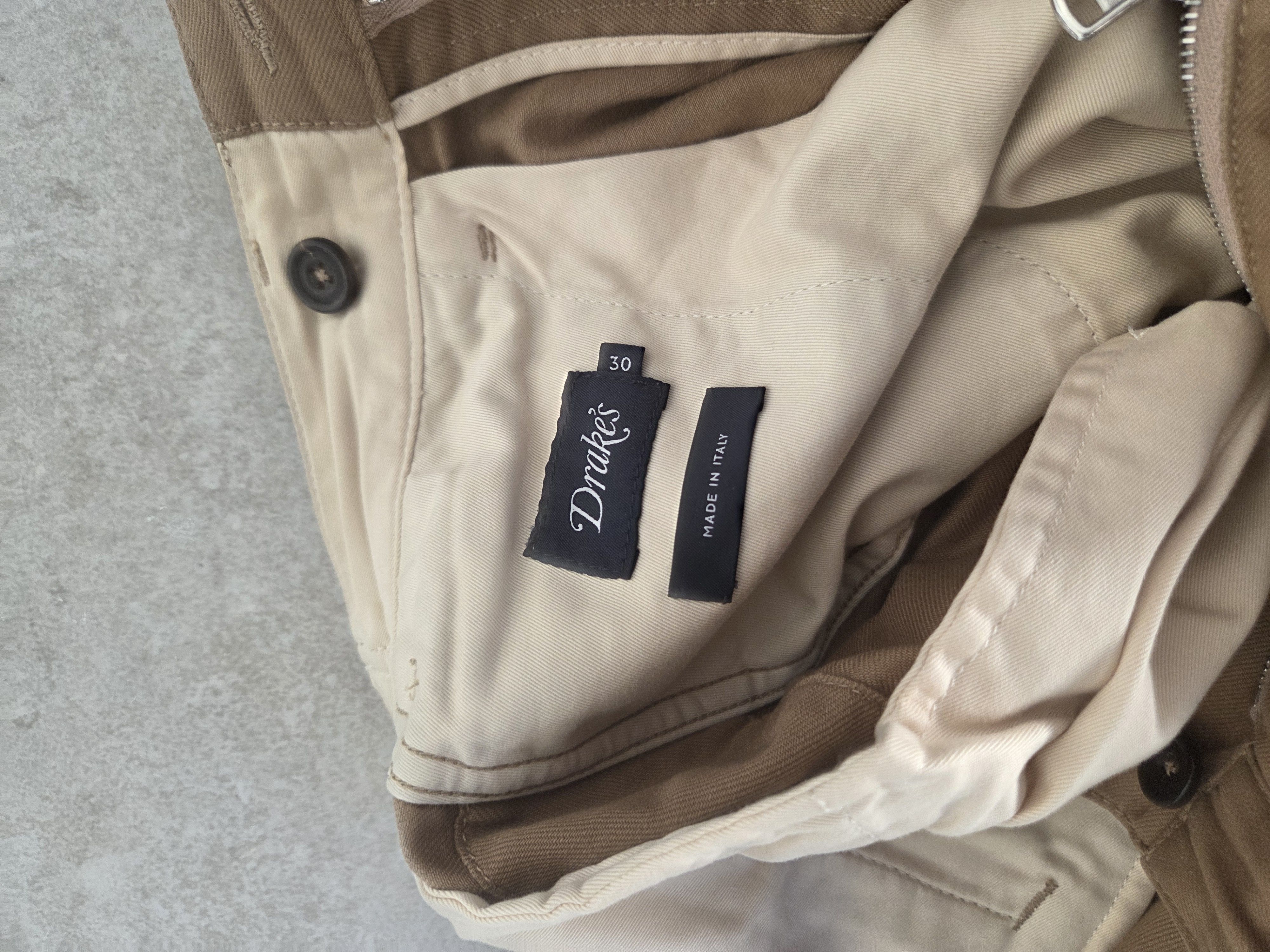 Drake's Sand Heavy Cotton Flat Front Chino Size US 30 / EU 46 - 3 Thumbnail