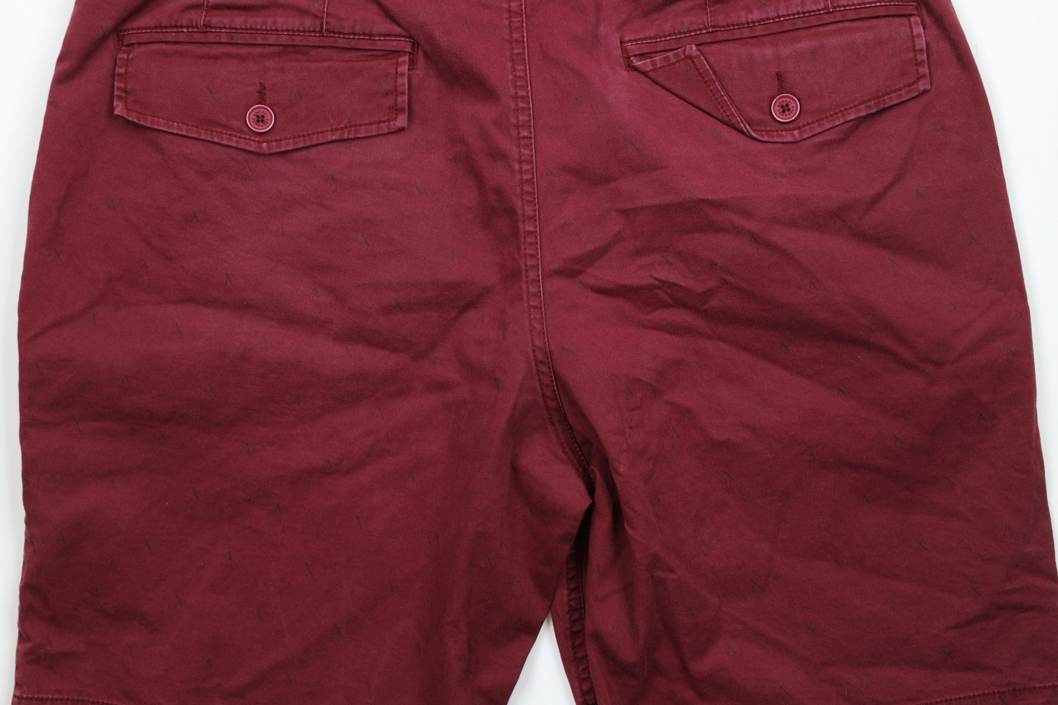 Armani Exchange × Vintage Armani Exchange Spell Out All Over Print Chino Shorts Red Size US 34 / EU 50 - 13 Thumbnail