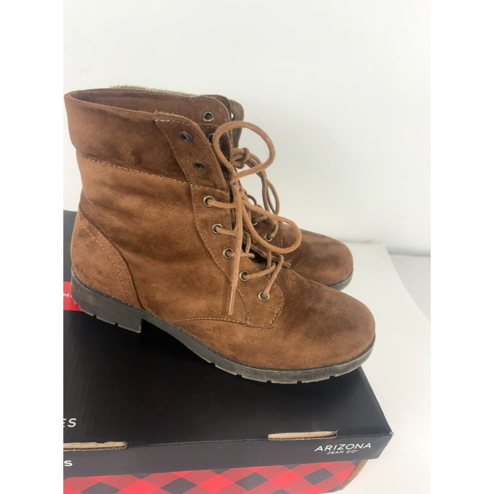 Vintage Arizona Yetta Cognac Memory Foam Lace Up Ankle Booties Womens Size 8M Size US 8 / IT 38 - 2 Thumbnail