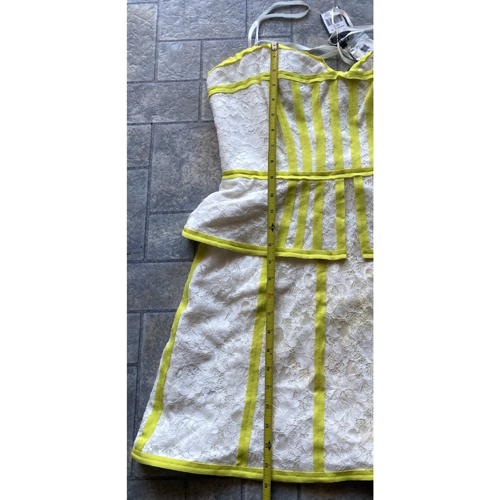 Bcbgmaxazria BCBGMAXAZRIA Kellyn Mini Dress SIZE 10 Bustier White Yellow Straps NEW NWT Womens Dress Mini Short Sleeveless Strap White Yellow 10 NWT Size L / US 10 / IT 46 - 7 Thumbnail