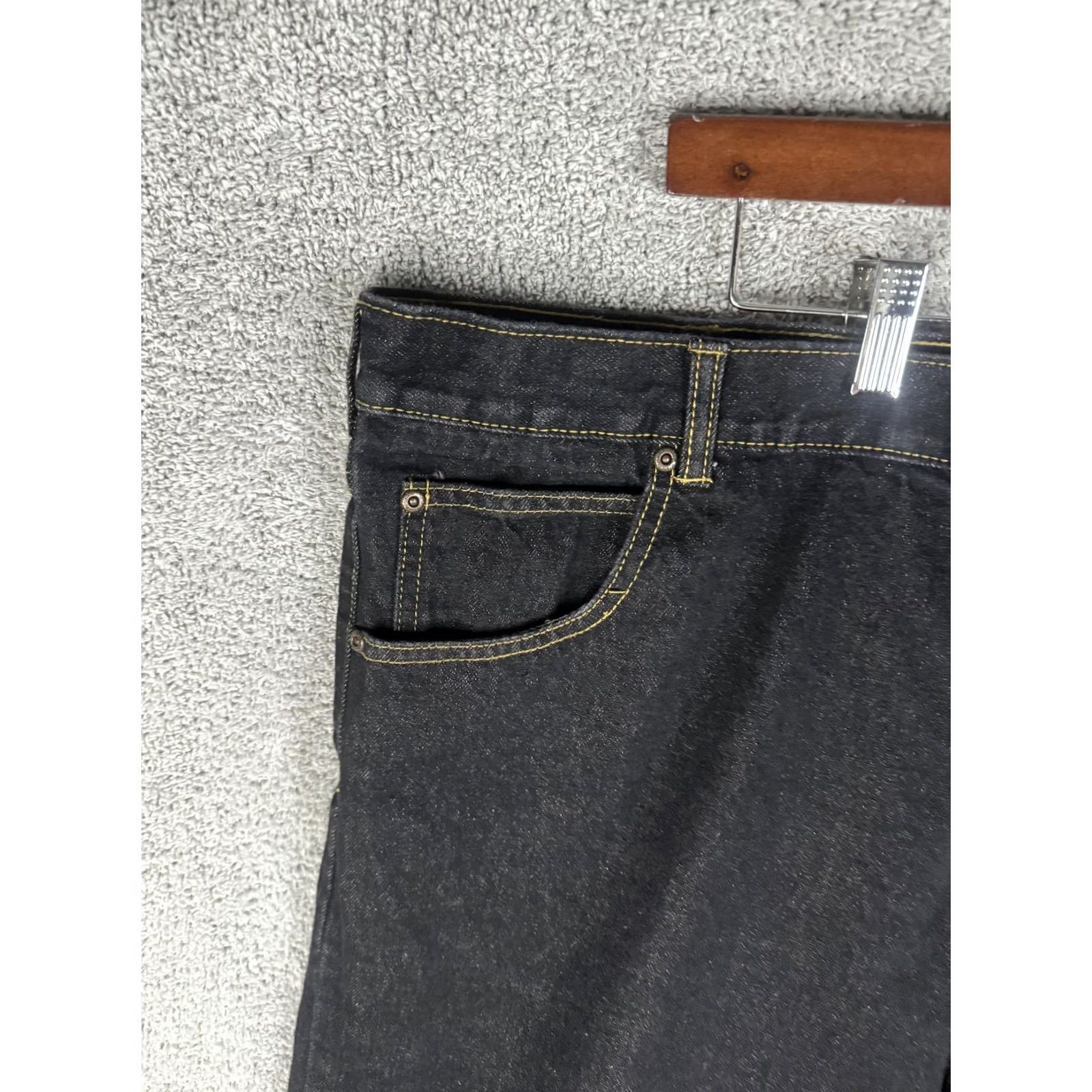 Vintage Duke Jeans Mens 44L Black Denim Straight Leg 100% Cotton Authentic Fit Zip Back Patch Pocket Jeans Size US 44 / EU 60 - 2 Thumbnail
