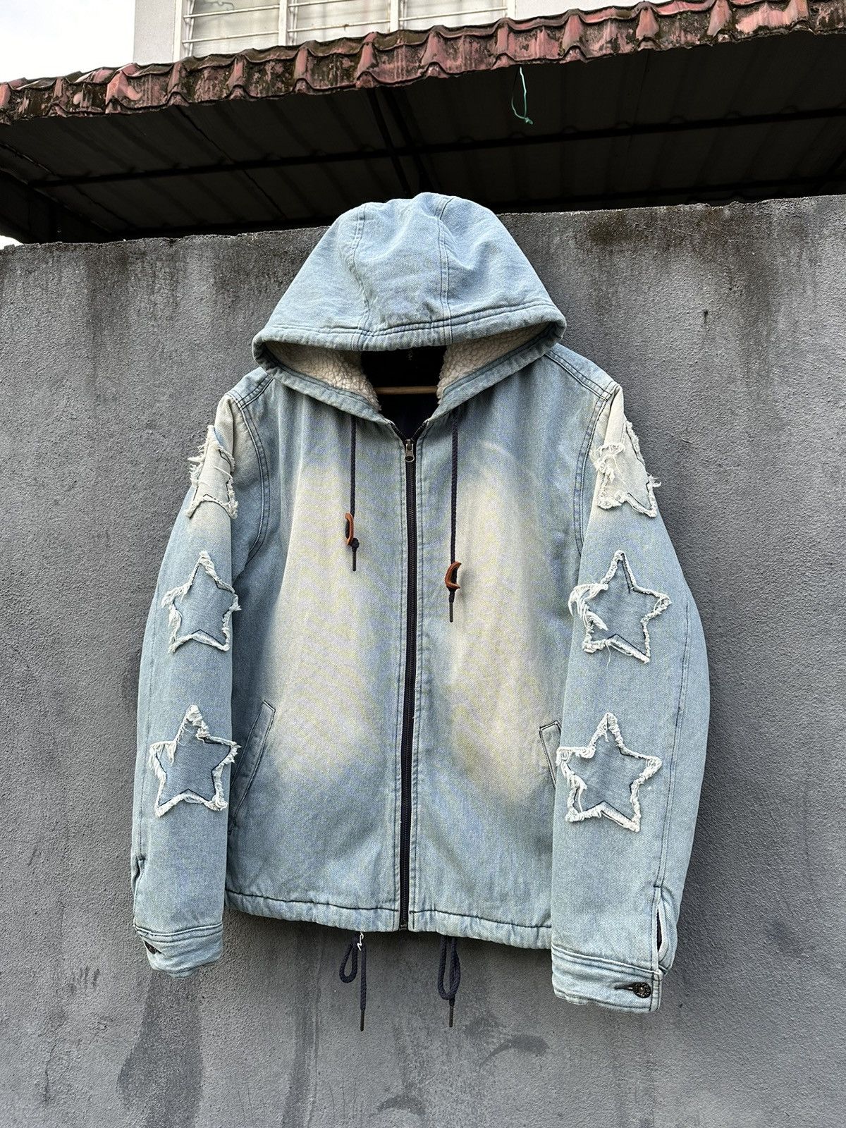 Vintage 👹Halham Fleece Hood Denim Bomber Jacket Size US L / EU 52-54 / 3 - 3 Thumbnail