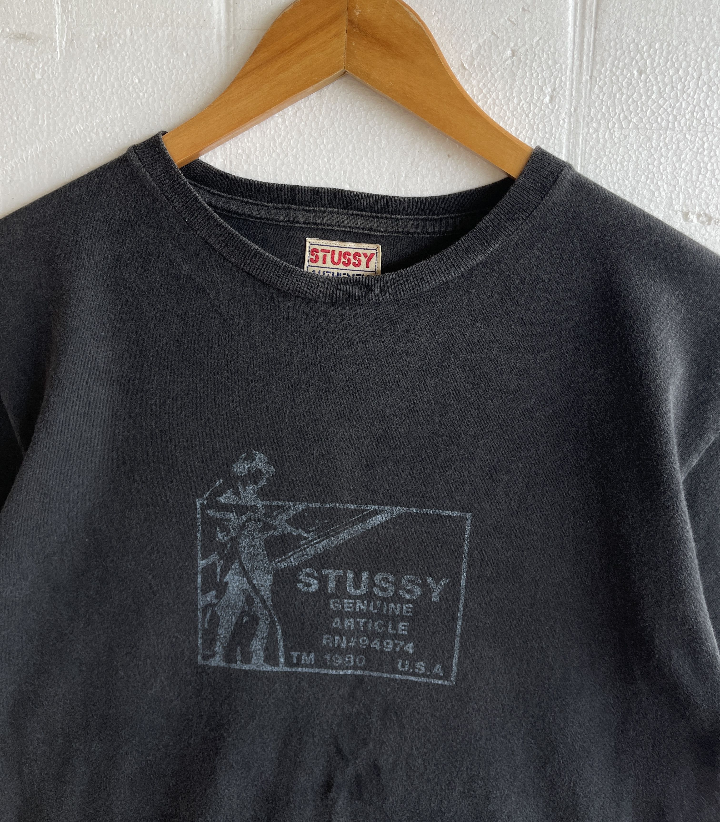 Stussy Vintage90s🔥Stussy Genuine Article🔥Box Logo Faded Black Tee Size US M / EU 48-50 / 2 - 2 Thumbnail