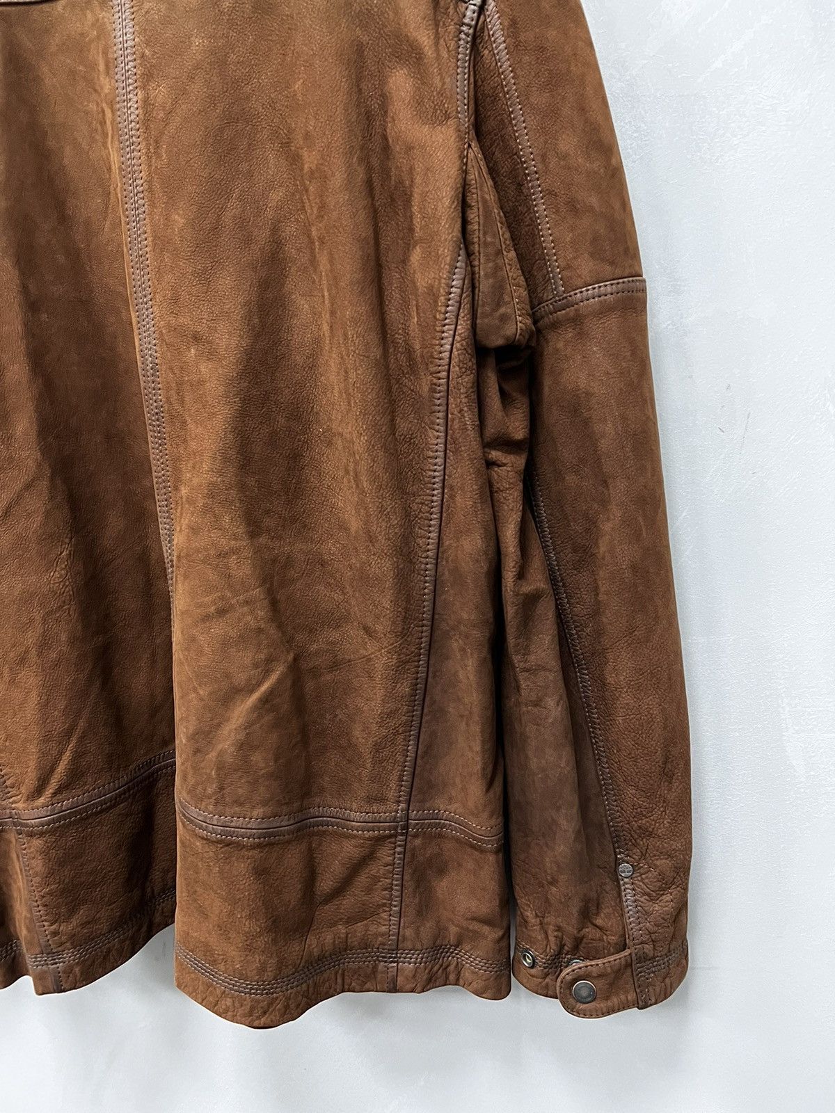 Timberland × Vintage distressed suede brown avant garde leather coat jacket Size US M / EU 48-50 / 2 - 14 Thumbnail
