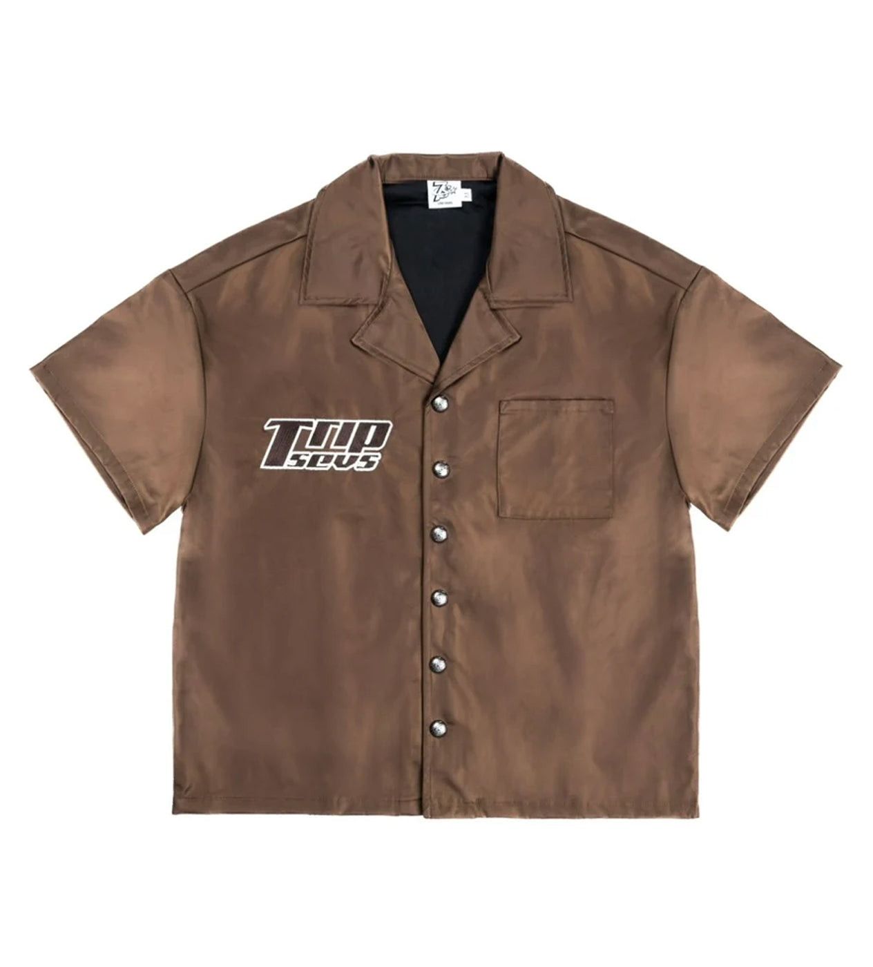 TRIPLE SEVENS Nylon Button Up Tee Brown Size US S / EU 44-46 / 1 - 1 Thumbnail