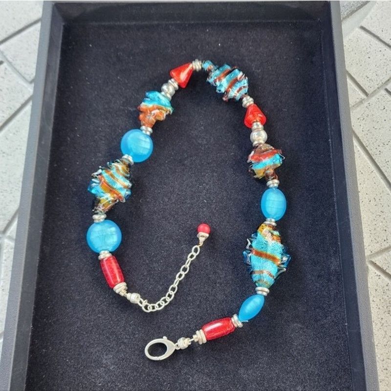 Vintage Chunky Murano Glass Lampwork Sculptural Beaded Necklace Size ONE SIZE - 6 Thumbnail