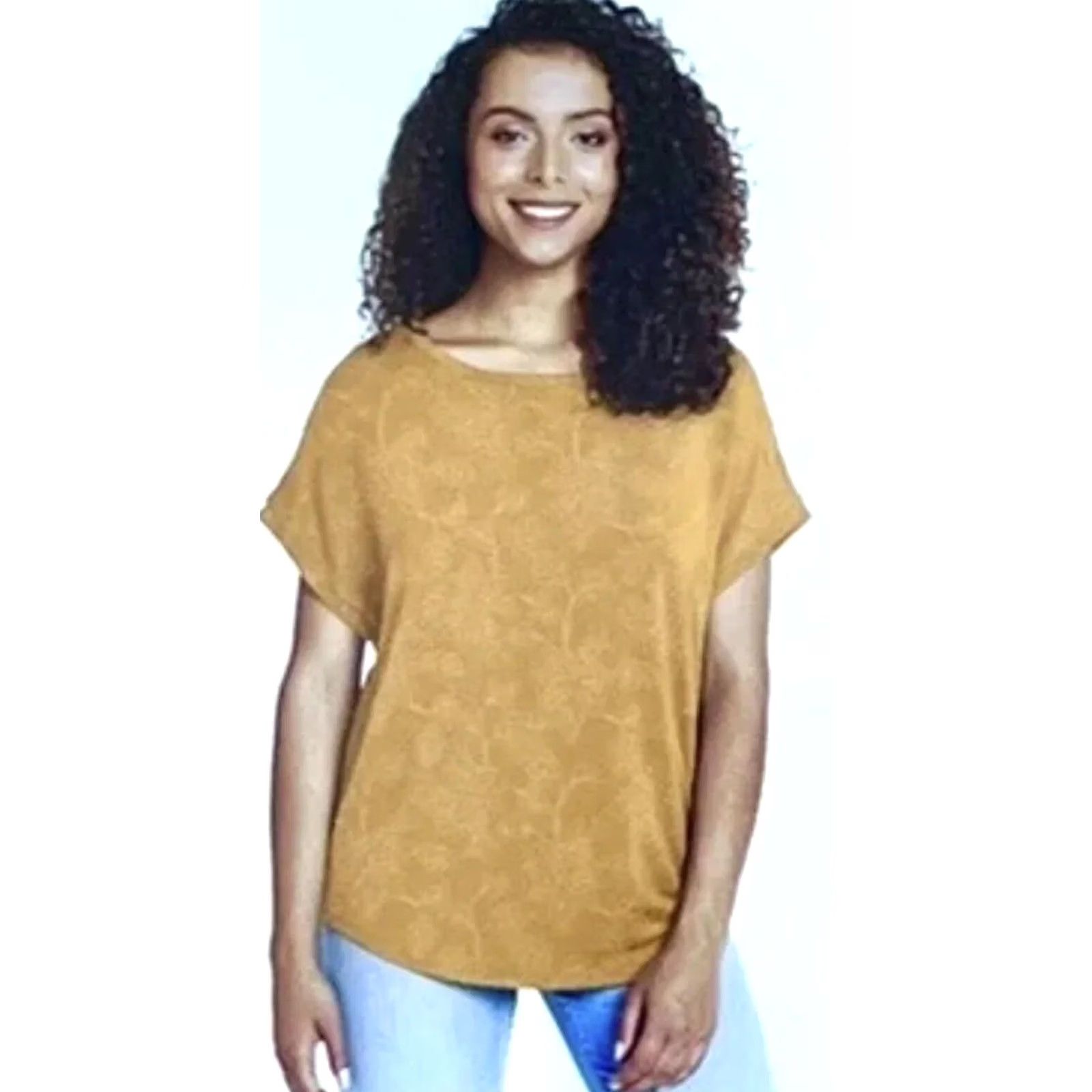 Buffalo David Bitton Buffalo David Bitton Women Shirt S Dolman Top Yellow Knit Short Sleeve Round Neck Cotton? Wait. Size S / US 4 / IT 40 - 2 Thumbnail