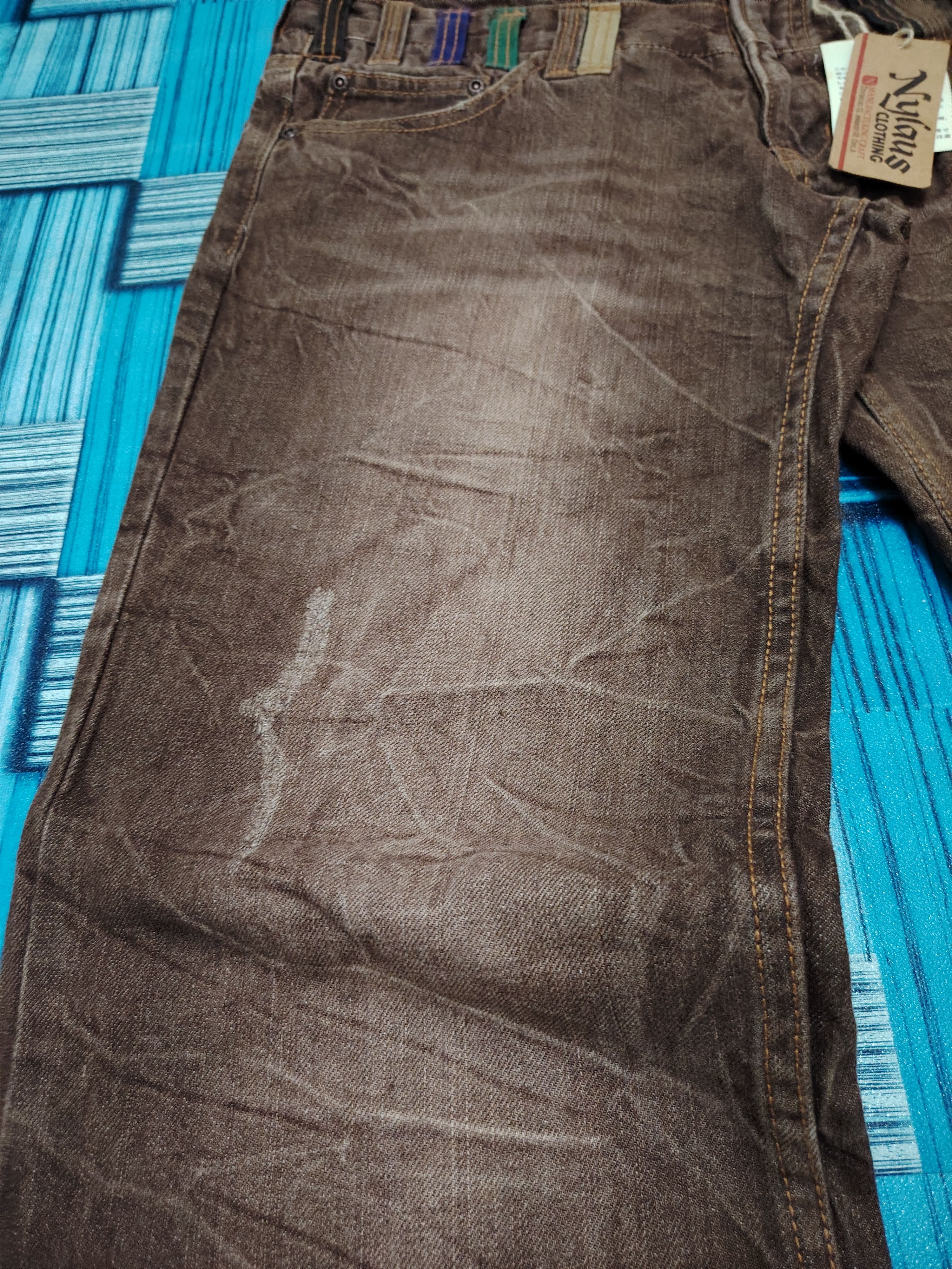 Who Decides War Rare Japanese Brown Nylaus Double waist Flared Jeans Size US 32 / EU 48 - 3 Thumbnail