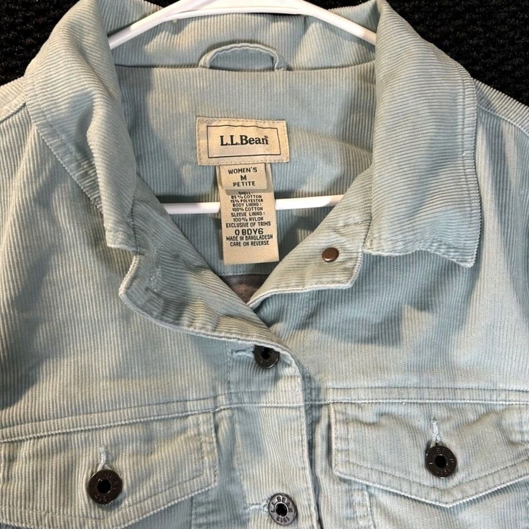 Vintage LL Bean Womens Petite Medium Corduroy Trucker Jacket Light Blue Cotton Size M / US 6-8 / IT 42-44 - 2 Thumbnail