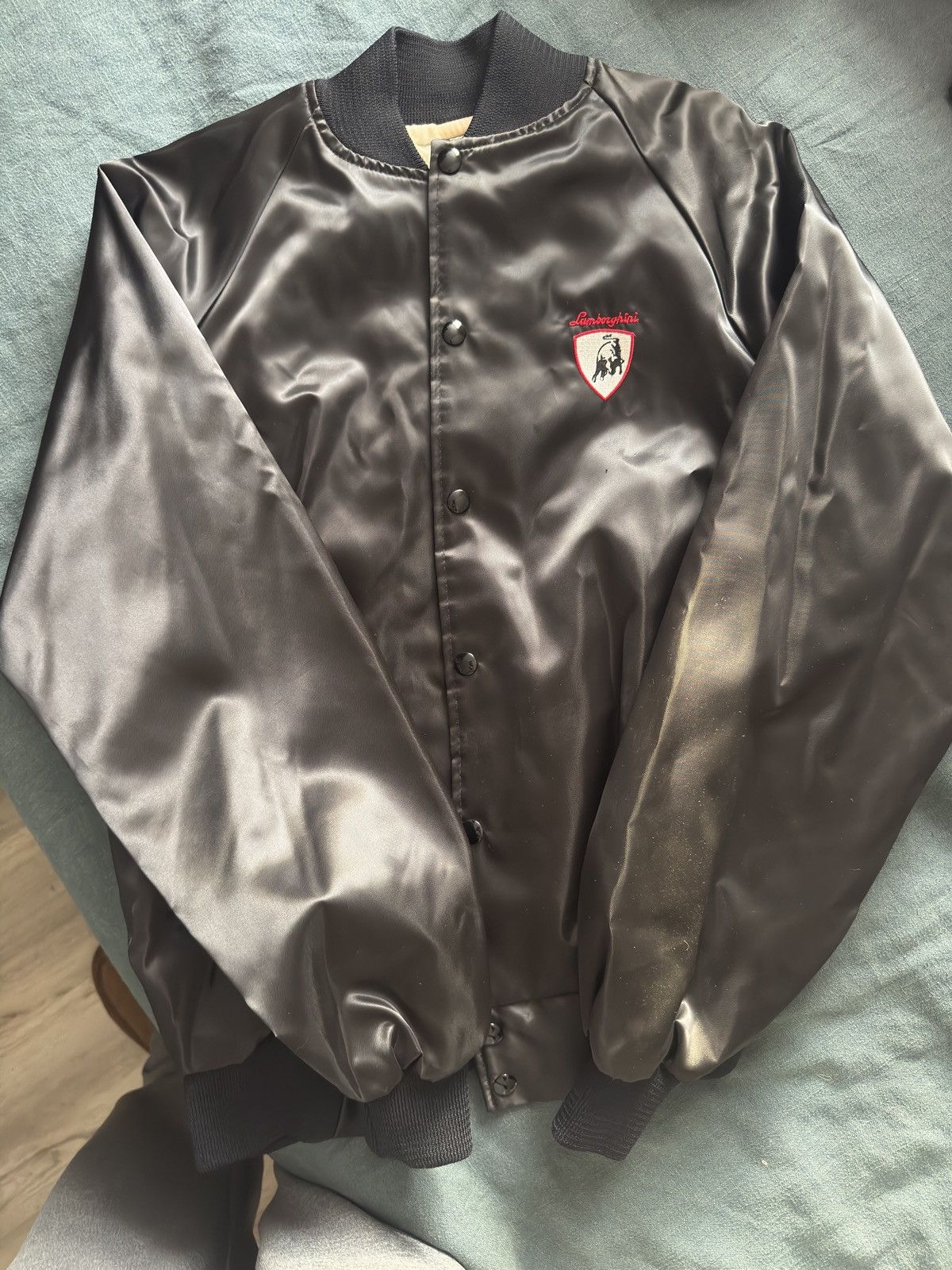 Lamborghini Vintage Lamborghini Black Satin Coat with Red Logo Size US M / EU 48-50 / 2 - 1 Thumbnail