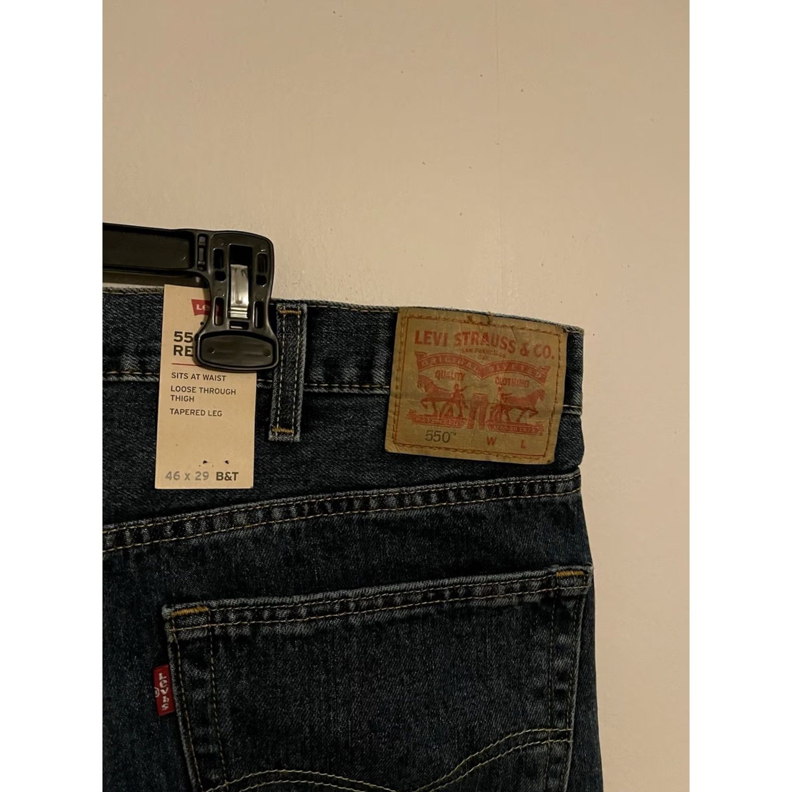 Levi's LEVI'S 550 Relaxed Fit Denim Jeans - Men's Big/Tall 46x29 - Blue Cotton Jeans 5-Pocket Logo 29" Inseam Mens Size US 30 / EU 46 - 4 Thumbnail