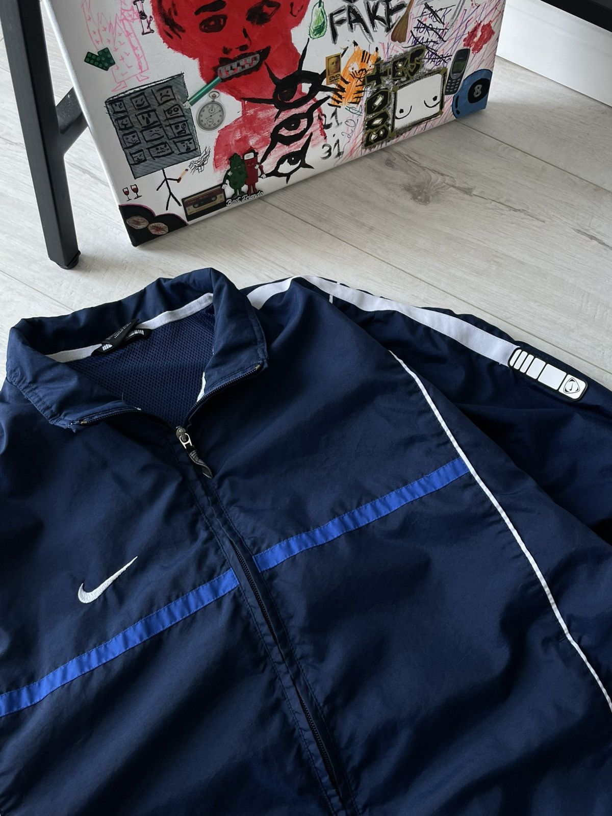 Nike Vintage Y2K Nike 00’s Track Jacket Nylon Blue Swoosh RARE Size US L / EU 52-54 / 3 - 5 Thumbnail
