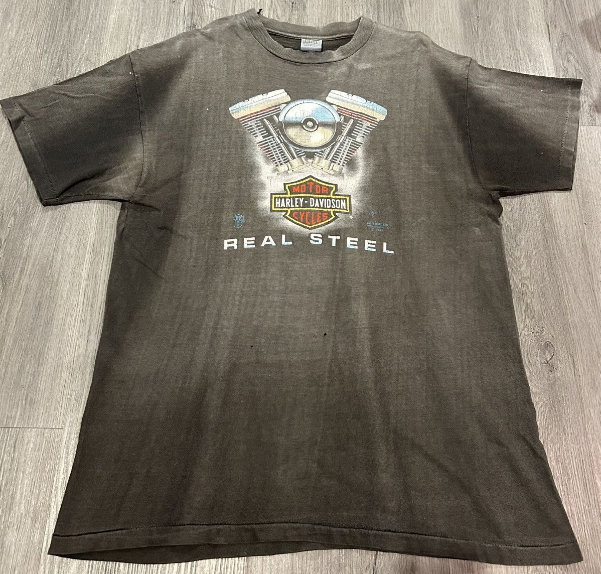 Harley Davidson Faded Vtg 1989 Harley Davidson 3D Emblem Real Steel T-shirt Size US L / EU 52-54 / 3 - 2 Thumbnail