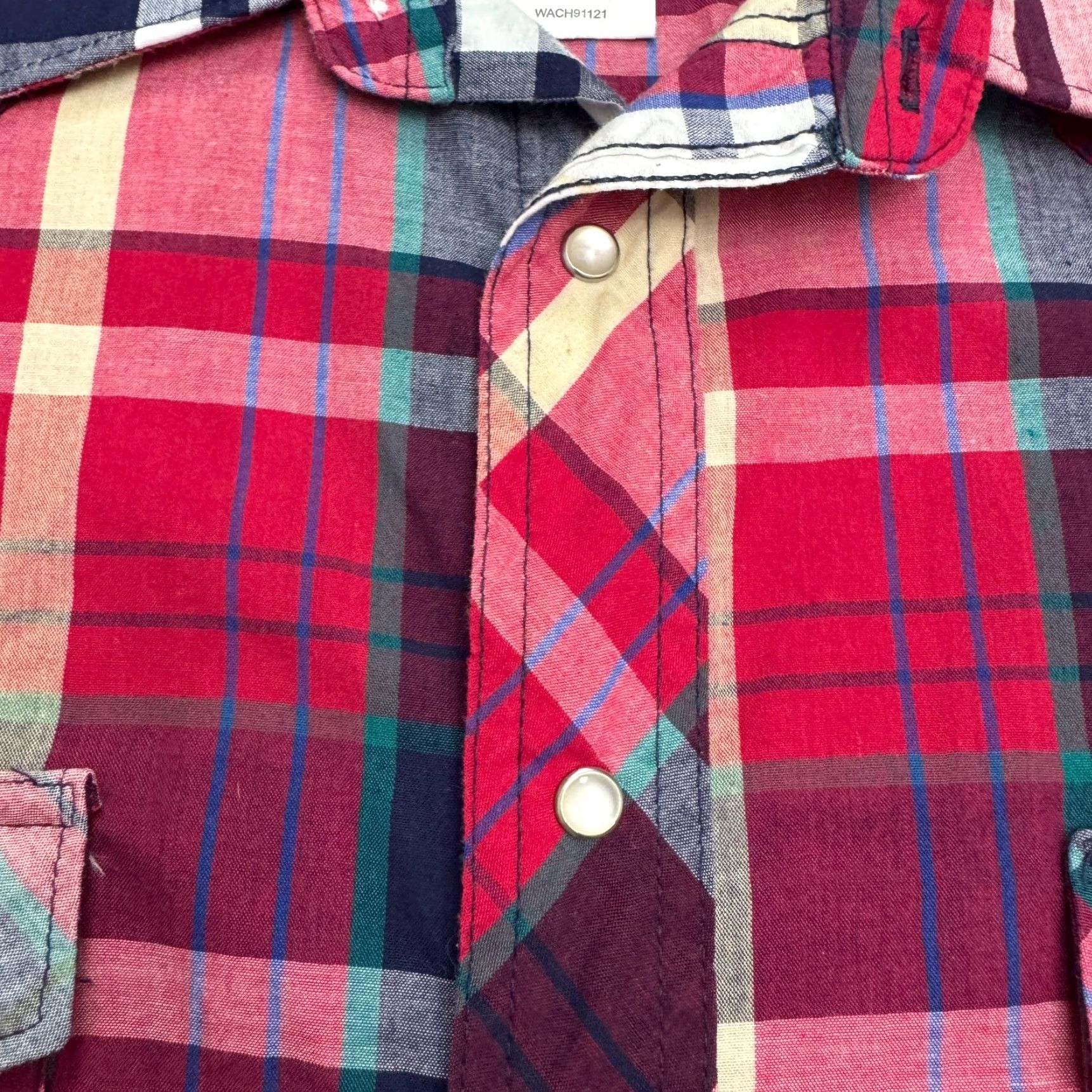 Wrangler Wrangler Shirt Mens 17.5 Tall Button-Up Western Plaid Red Short Sleeve Casual Classic Preppy Colorful 90s? Wait no. Size US XL / EU 56 / 4 - 7 Thumbnail