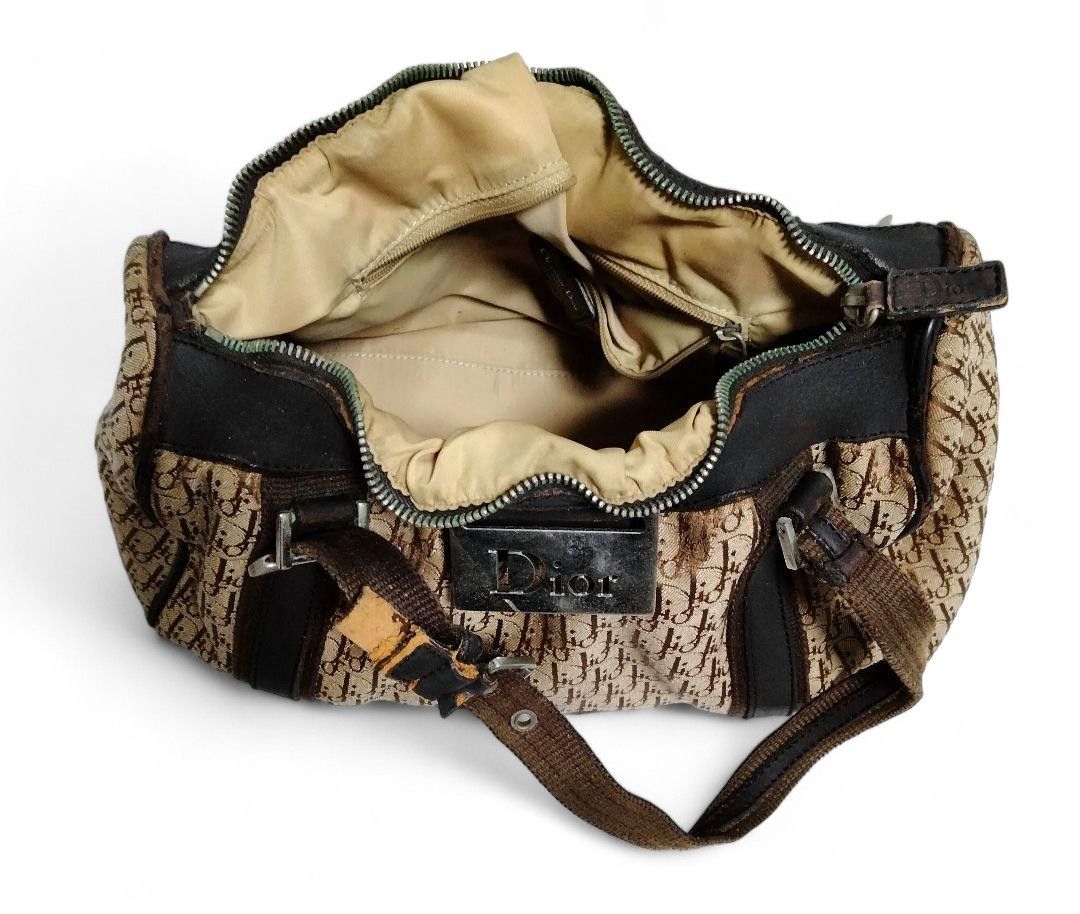 Dior Dior - Canvas Boston Chic Trotter Handbag Beige Brown Size ONE SIZE - 6 Thumbnail