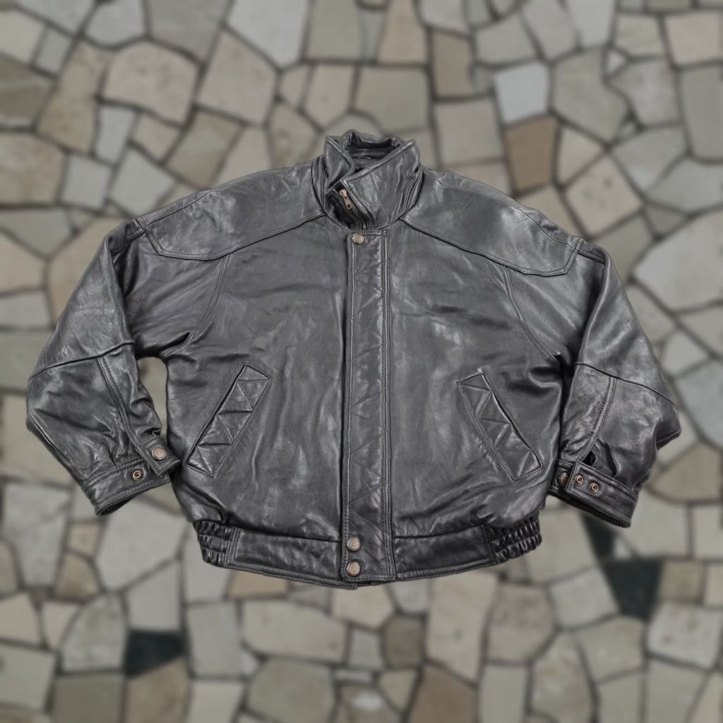 G-III Vintage G-III Global Identity Leather Jacket Large Black Bomber Zip Snap Moto Size US L / EU 52-54 / 3 - 1 Thumbnail