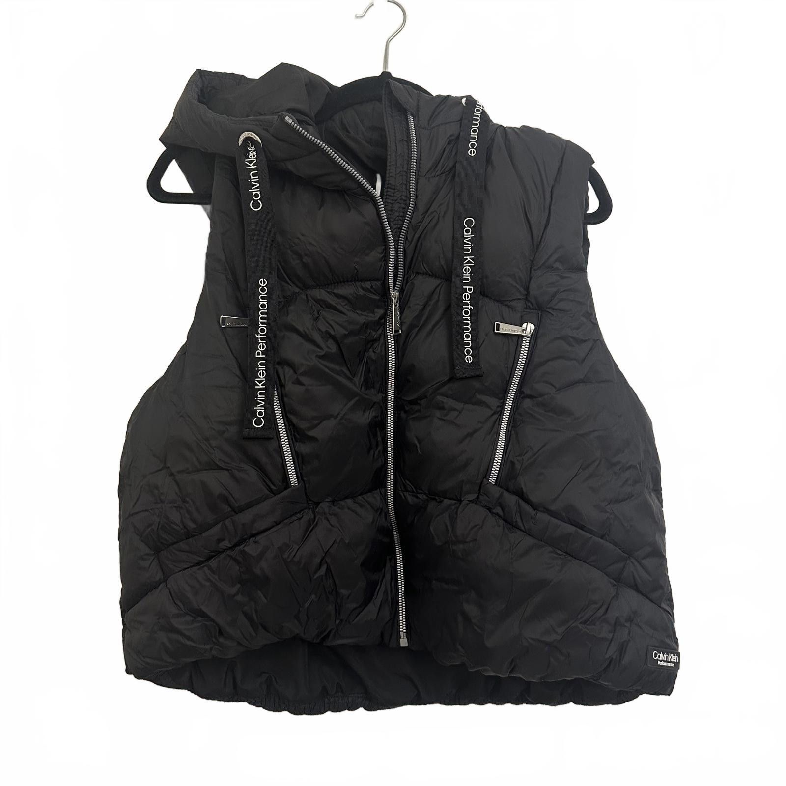 Designer Calvin Klein Performance Black Puffer Vest with Hood Size XXL / US 16-18 / IT 52-54 - 1 Thumbnail