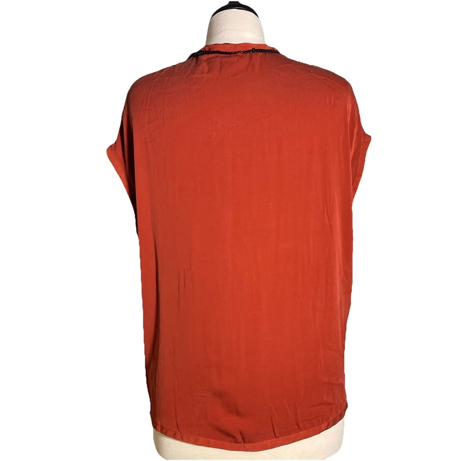 Robert Rodriguez Robert Rodriguez Orange Silk Blend Mesh V Front, S/S Top 4 Size S / US 4 / IT 40 - 4 Thumbnail