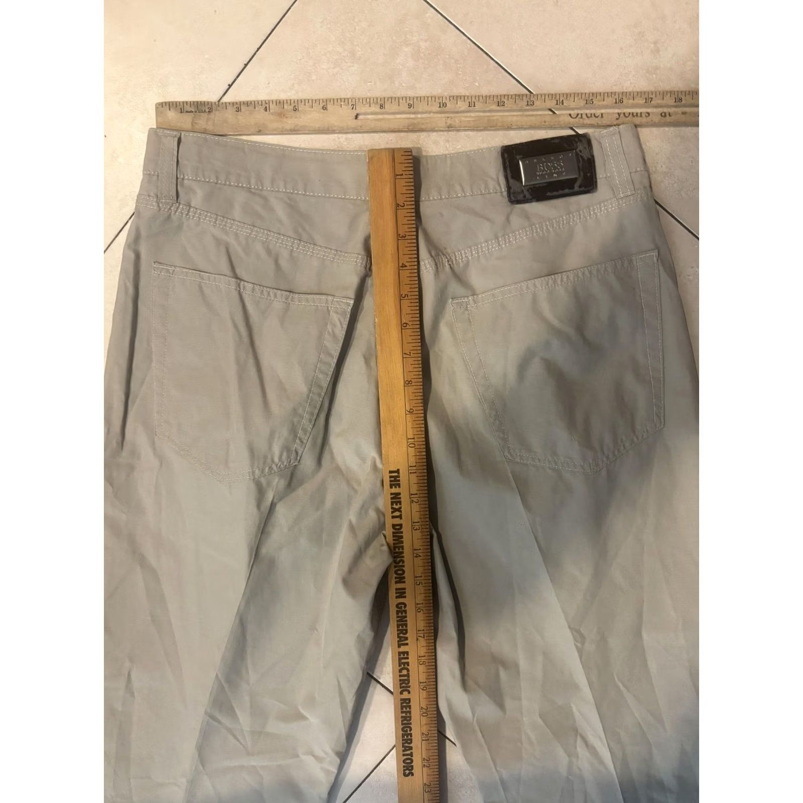 Hugo Boss VINTAGE BOSS Hugo Boss Jeans Mens 36x34 Khaki Alabama Made in Italy 5-Pocket Cotton Denim Straight Mens Bis 90s Size US 36 / EU 52 - 7 Thumbnail