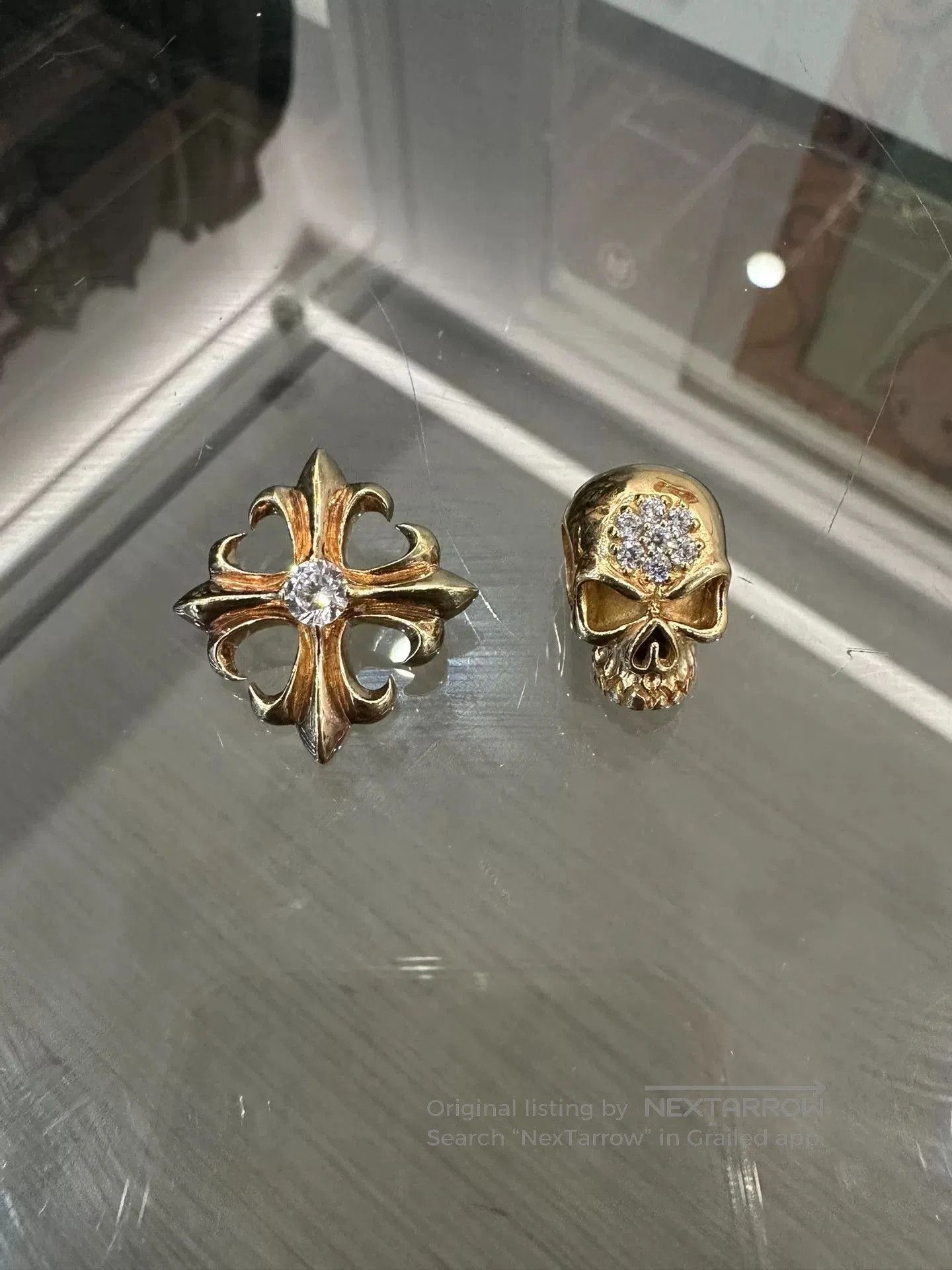 Japanese Brand Jaidam Gold Skull Diamond Scarf Buckle. Size ONE SIZE - 4 Thumbnail