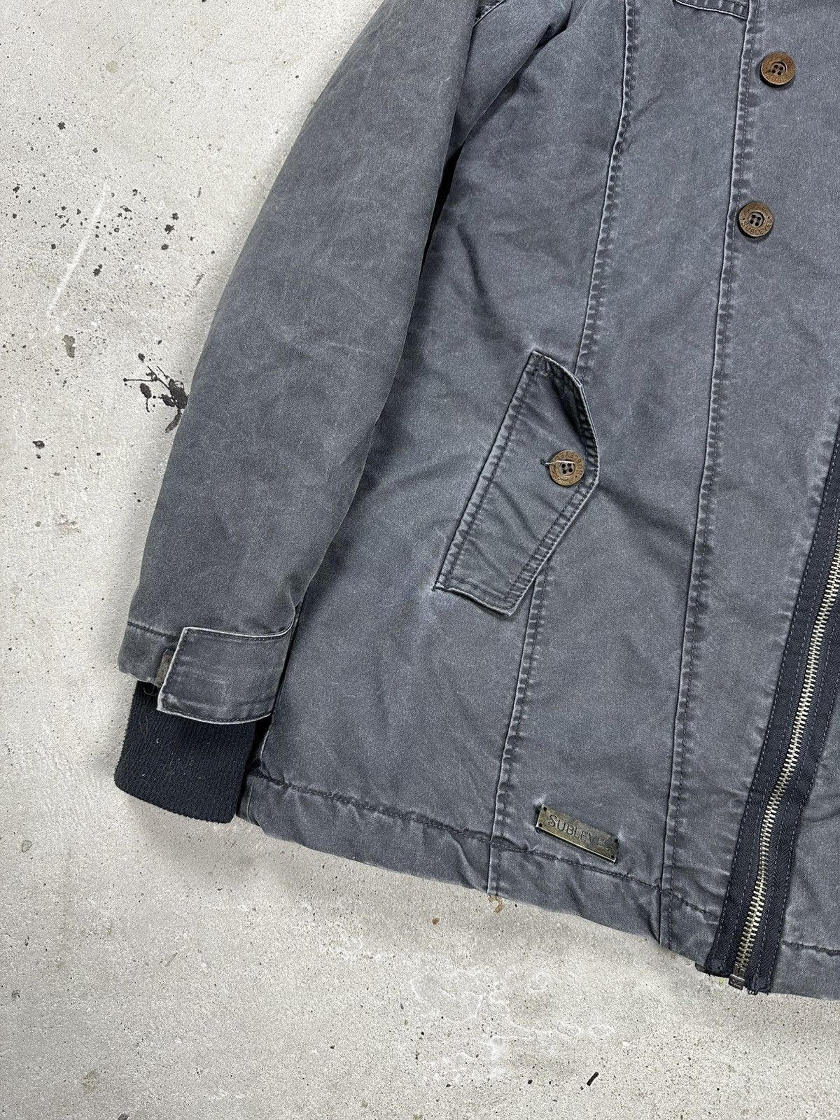 If Six Was Nine × Japanese Brand × Le Grande Bleu (L.G.B.) Vintage Y2K Washed Grey Asymmetrical Zip Hooded Jacket Size US S / EU 44-46 / 1 - 3 Thumbnail