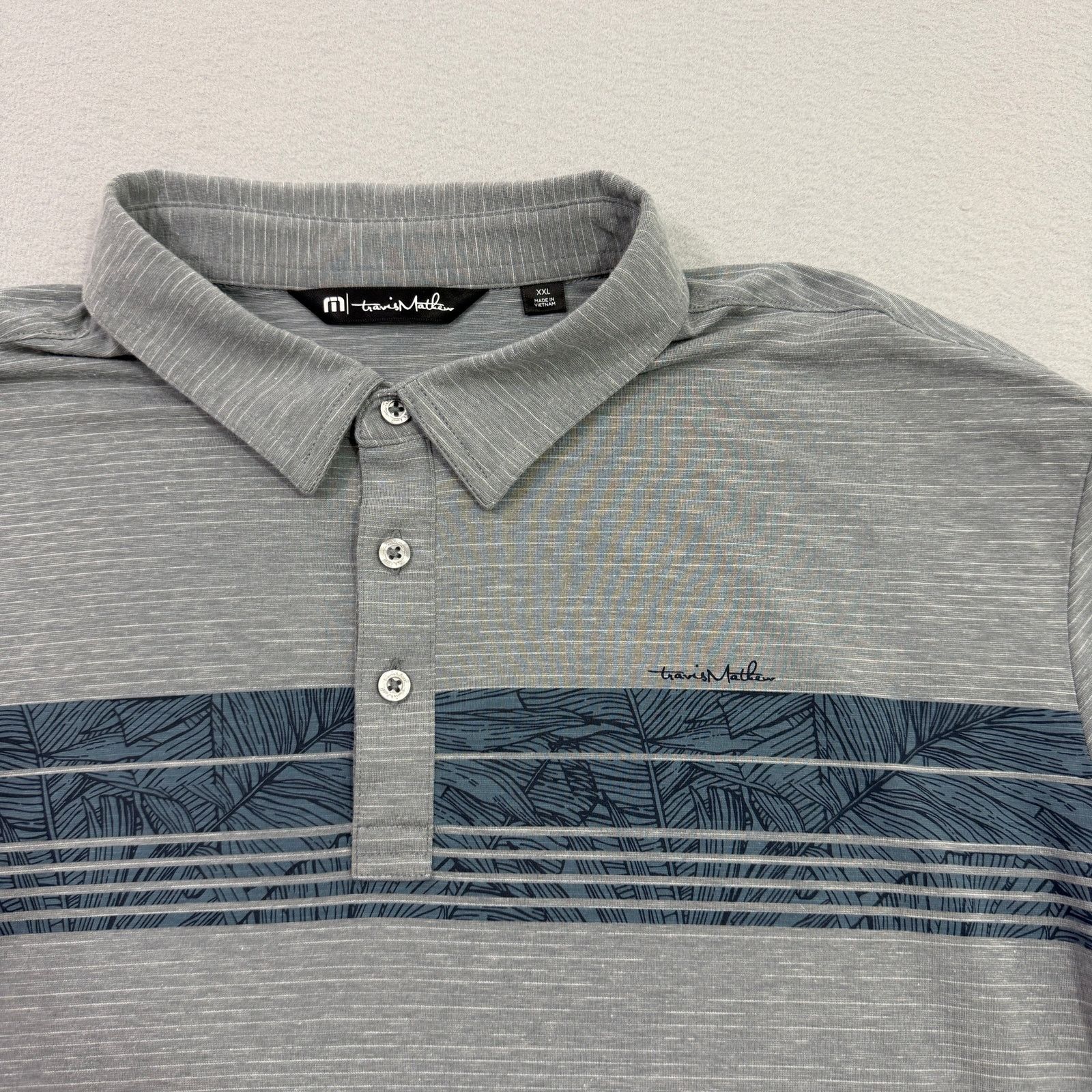 TravisMathew TravisMathew River Town Golf Polo Shirt Men's 2XL Gray Blue Size US XXL / EU 58 / 5 - 3 Thumbnail