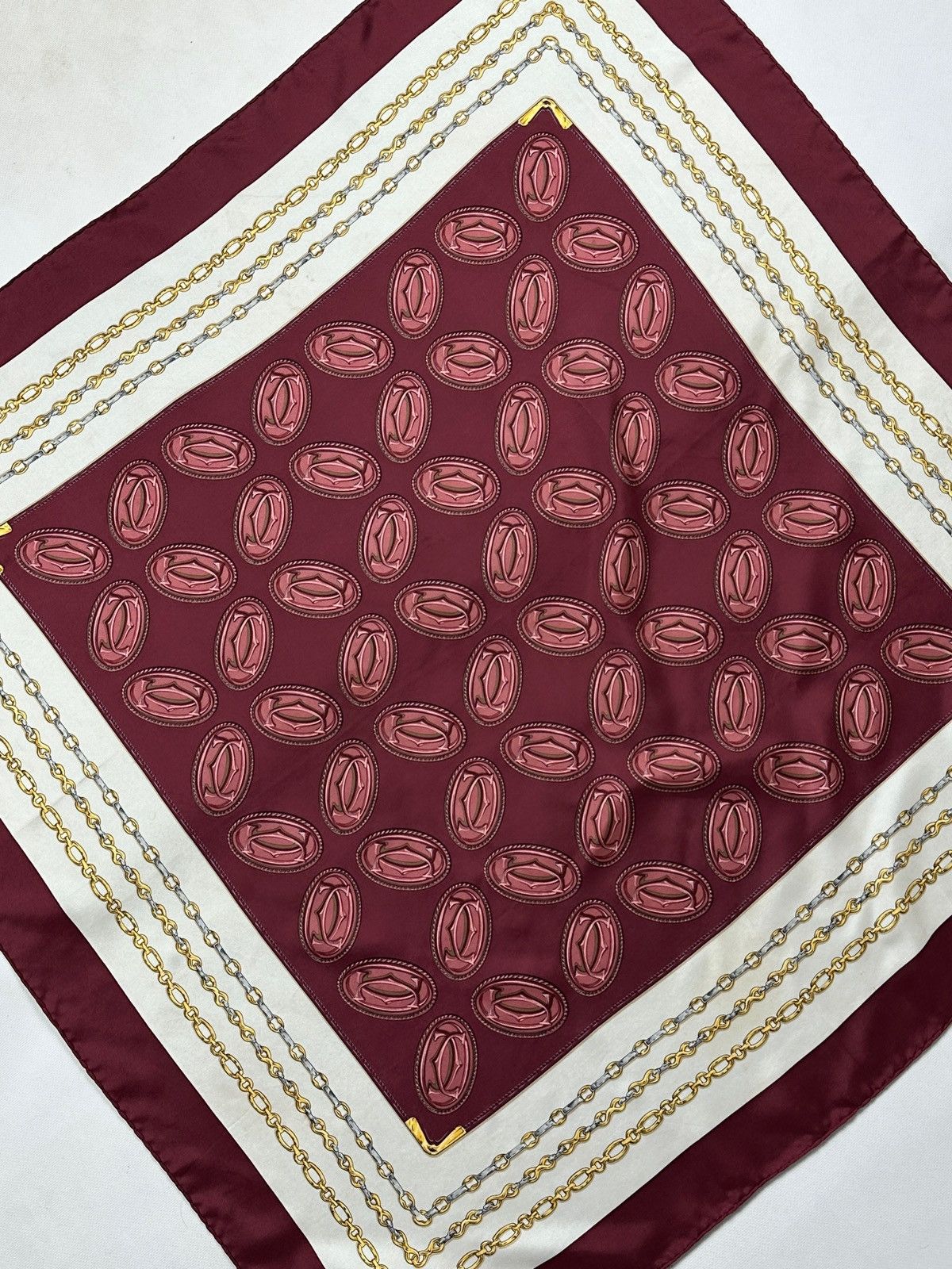 Cartier Vintage Must De Cartier Monogram Silk Scarf Size ONE SIZE - 12 Thumbnail