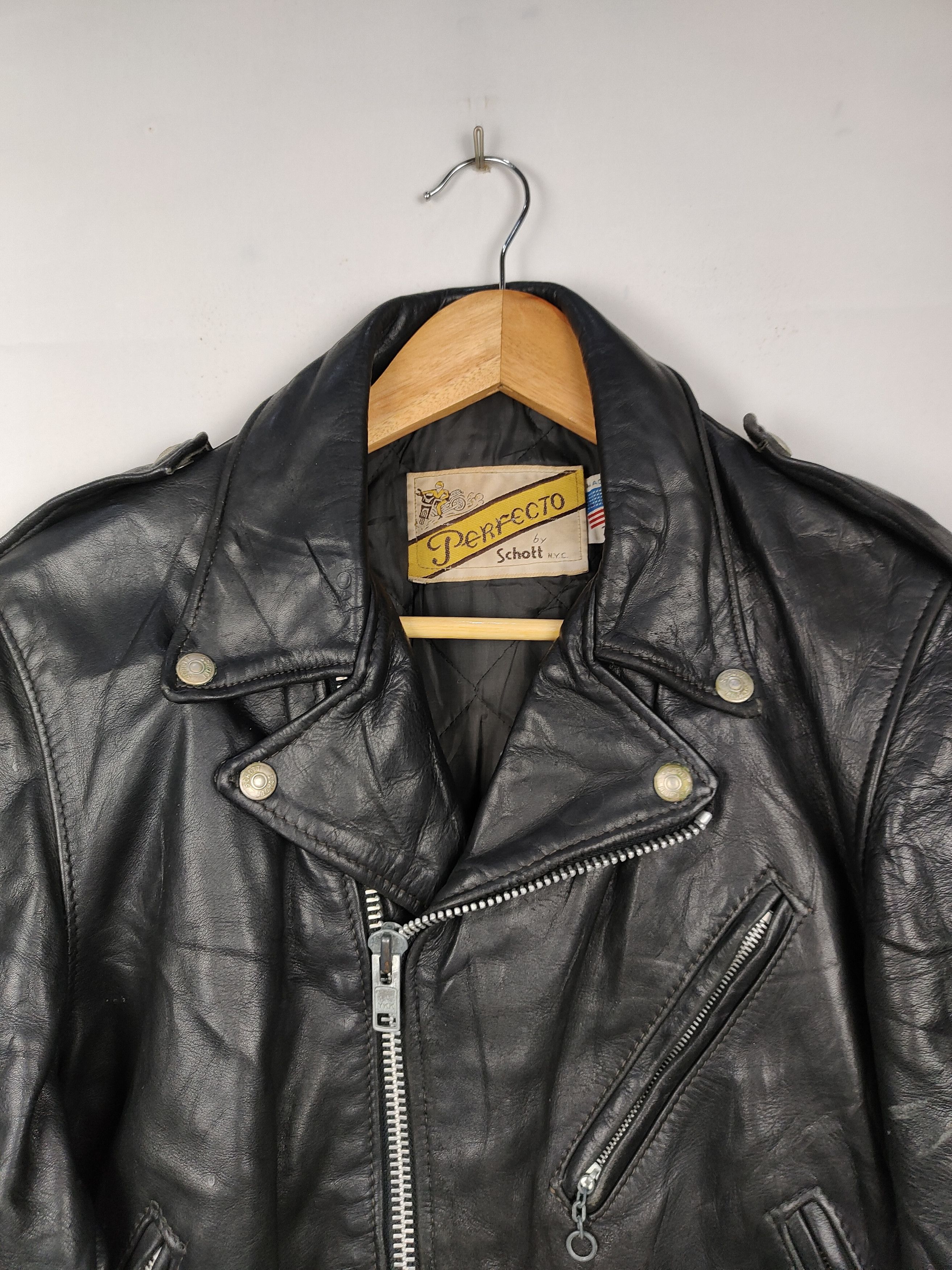 Schott × Vintage Vintage Schott Perfecto Rock Punkstyle Leather Jacket Size US S / EU 44-46 / 1 - 2 Thumbnail