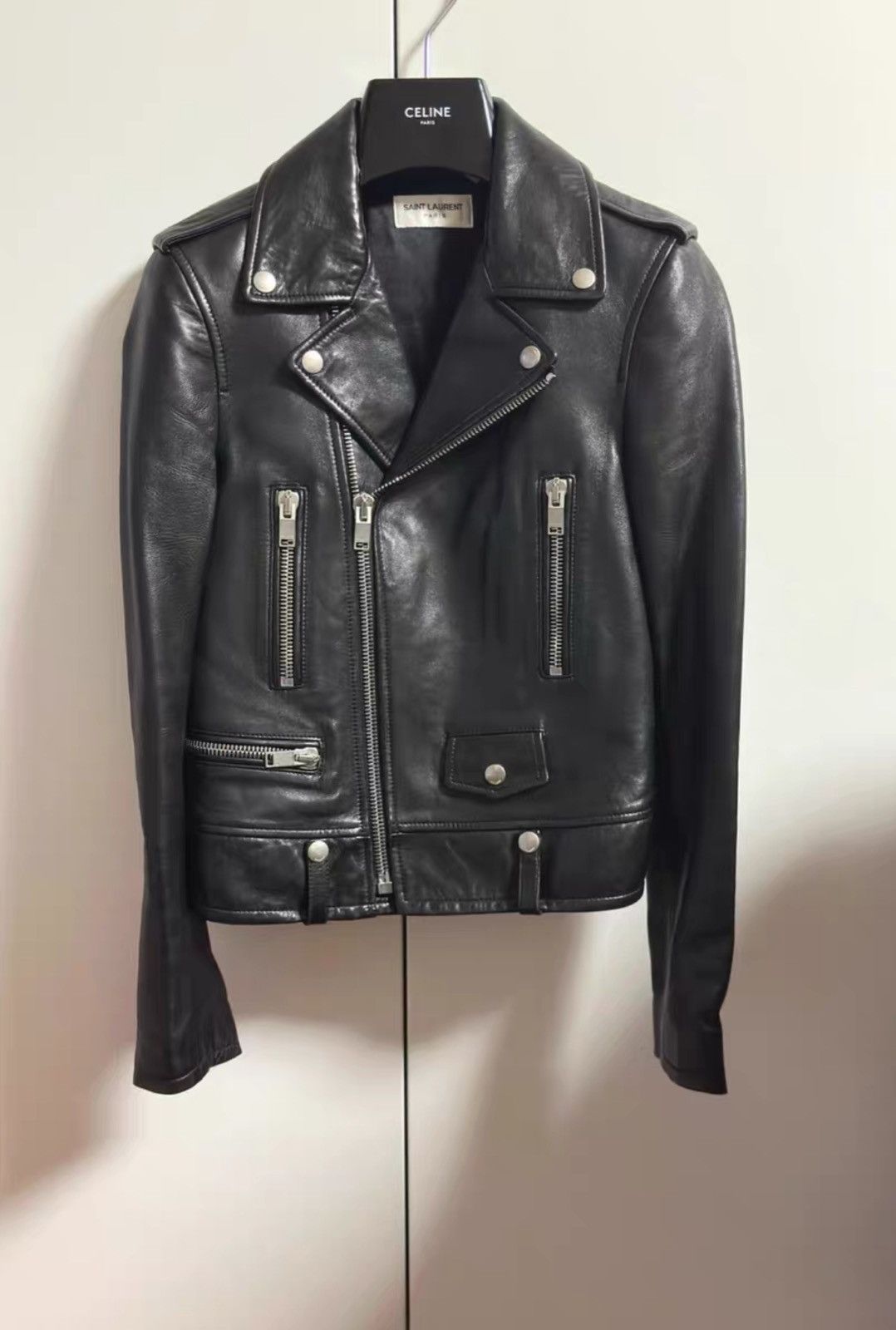 Saint Laurent Women’s Classic Moto Leather Jacket Outerwear