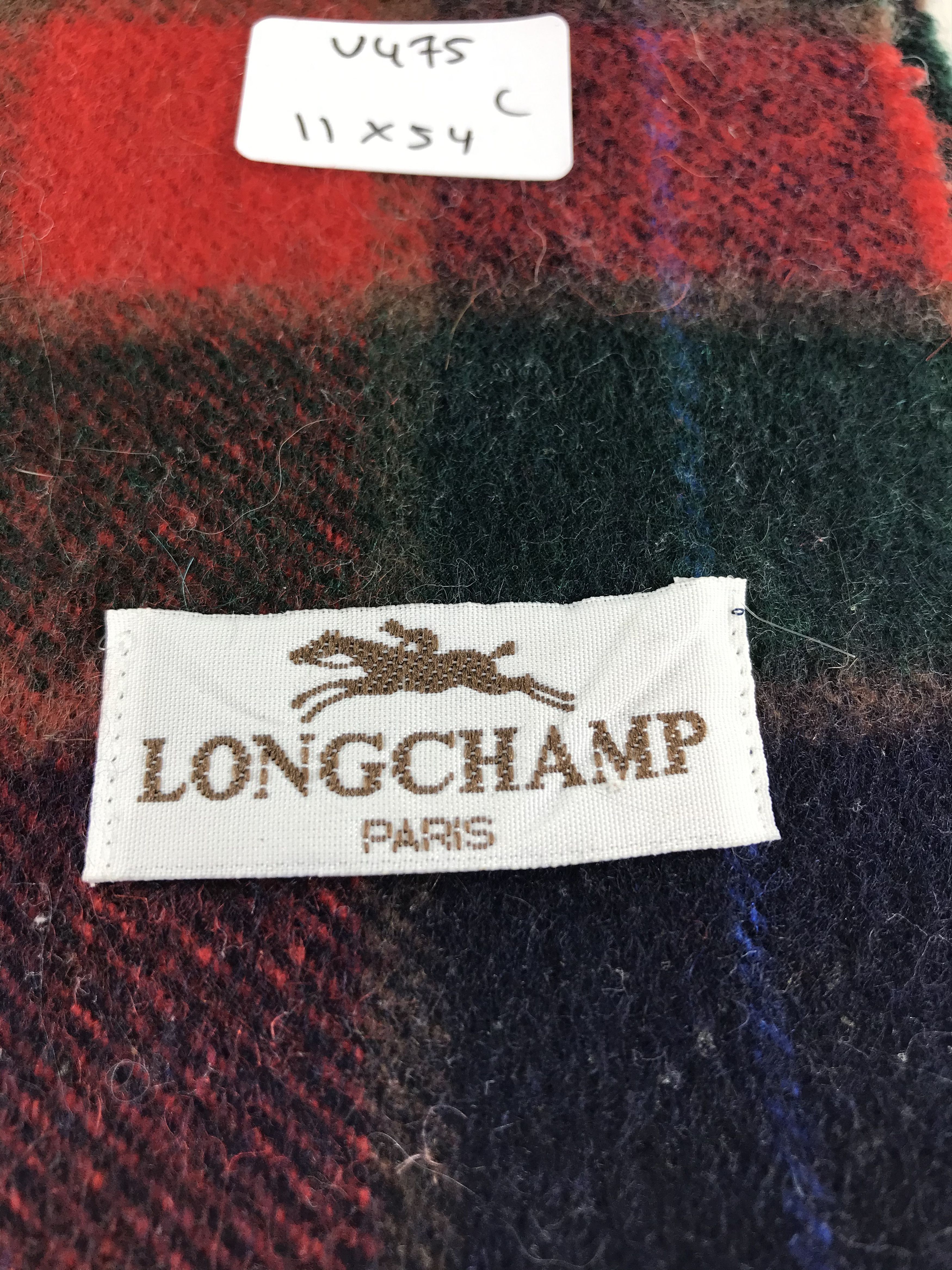 Longchamp Longchamp Tartan Cashmere Scarf Muffler V475 Size ONE SIZE - 5 Thumbnail