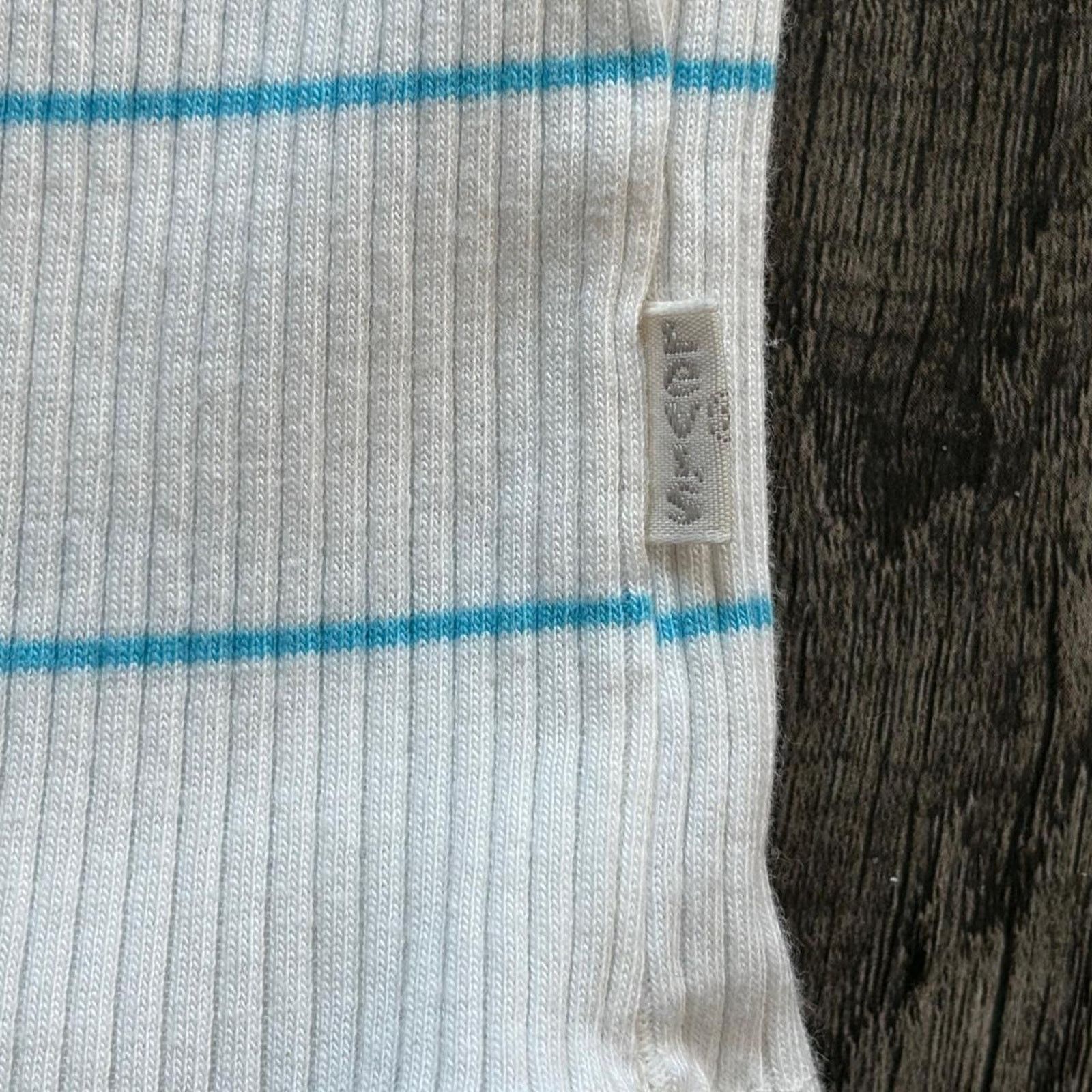Levi's White & Blue Striped Levi's Off the Shoulder Top - Size: S Size S / US 4 / IT 40 - 3 Thumbnail