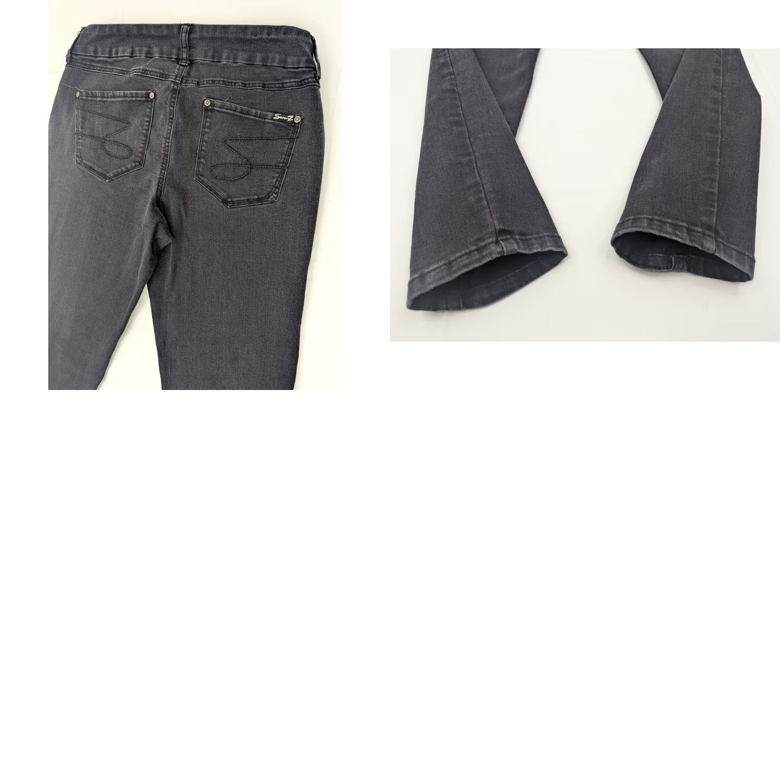Vintage Seven7 TummyLess High Rise Skinny Denim Pants Black 14 (32x29) Women Size 36" / US 14 / IT 50 - 9 Thumbnail