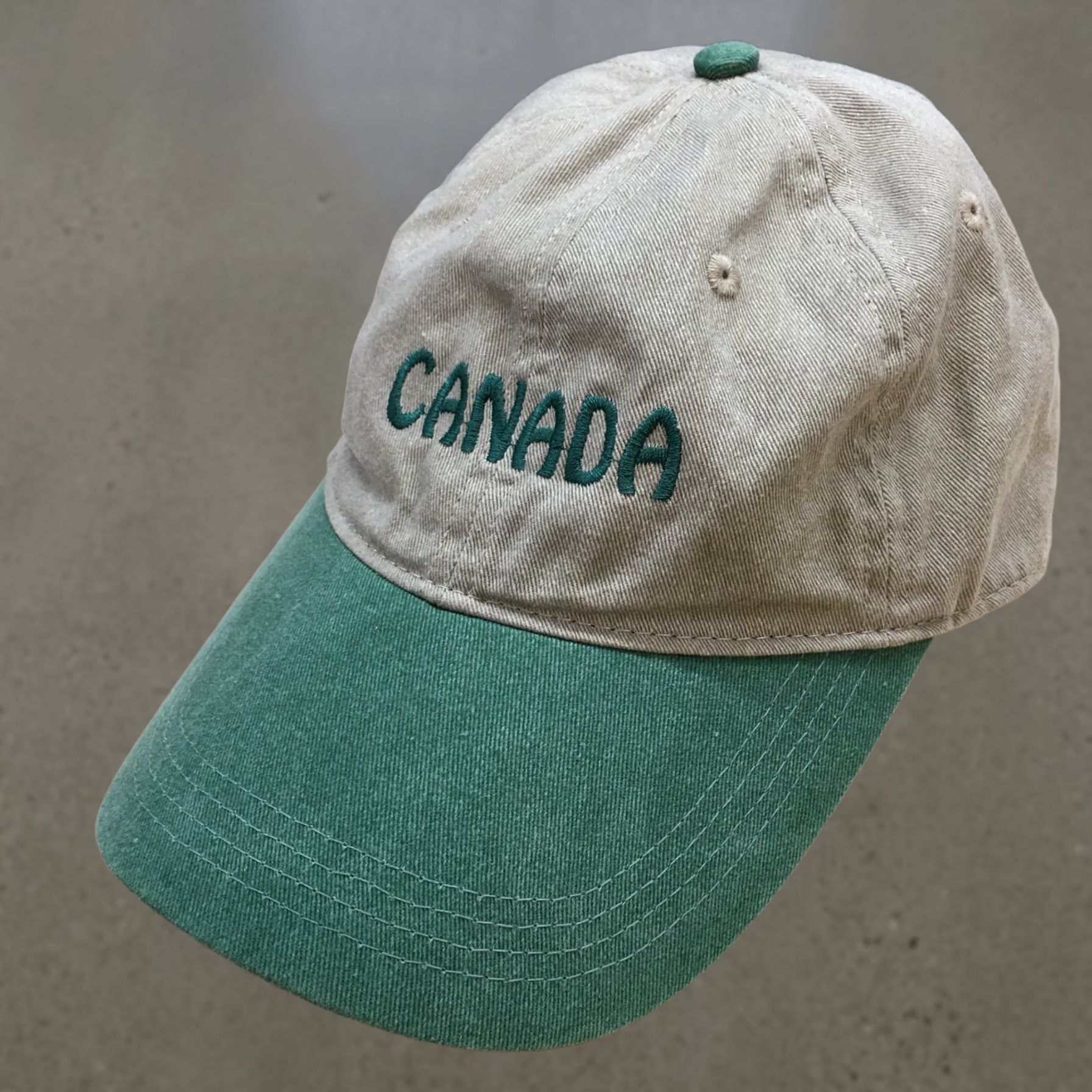 Logo 7 Canada Baseball Cap Mens Green OS Adjustable Curved Brim Embroidered Logo Brown Canvas Cotton Hat Size ONE SIZE - 1 Thumbnail