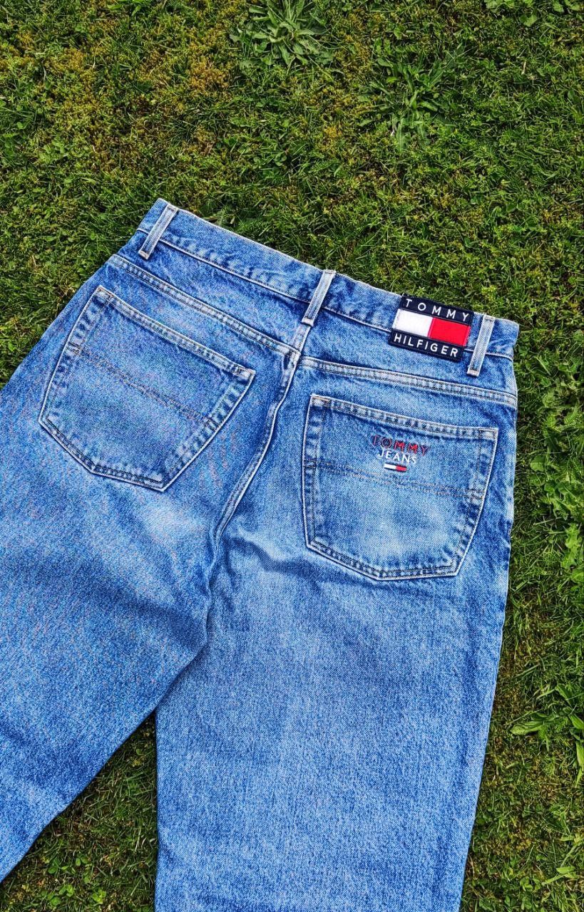 Tommy Hilfiger Vintage Tommy Jeans High Waist Blue, Embroidered Logo, 1999 Size US 33 - 1 Thumbnail