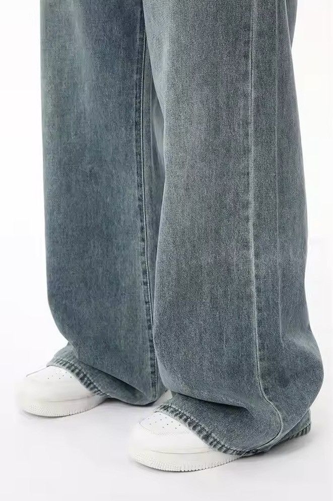 Draping Straight Wide Leg Loose Washed Jean