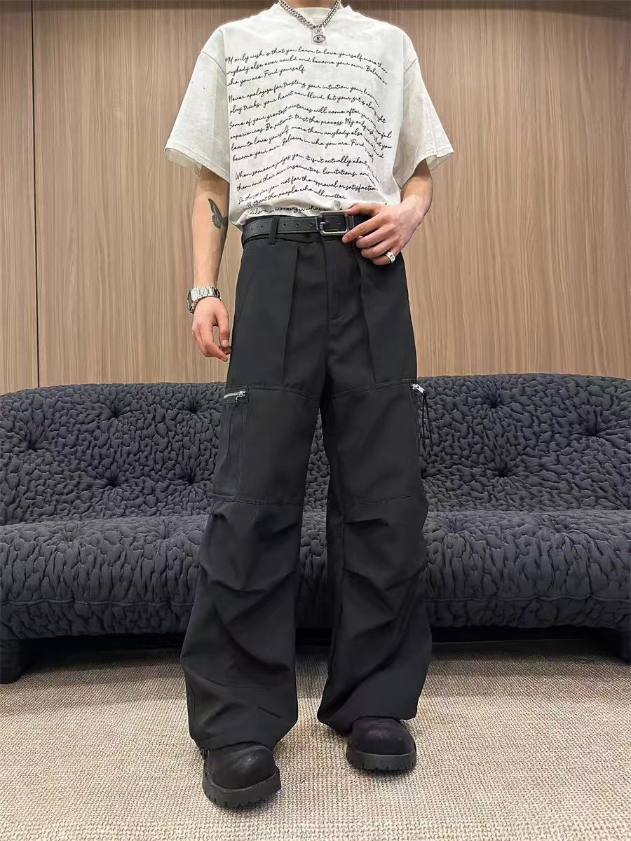 Japanese Brand × Vintage Casual Wide Leg Zipper Trousers Black Size US 34 / EU 50 - 3 Thumbnail