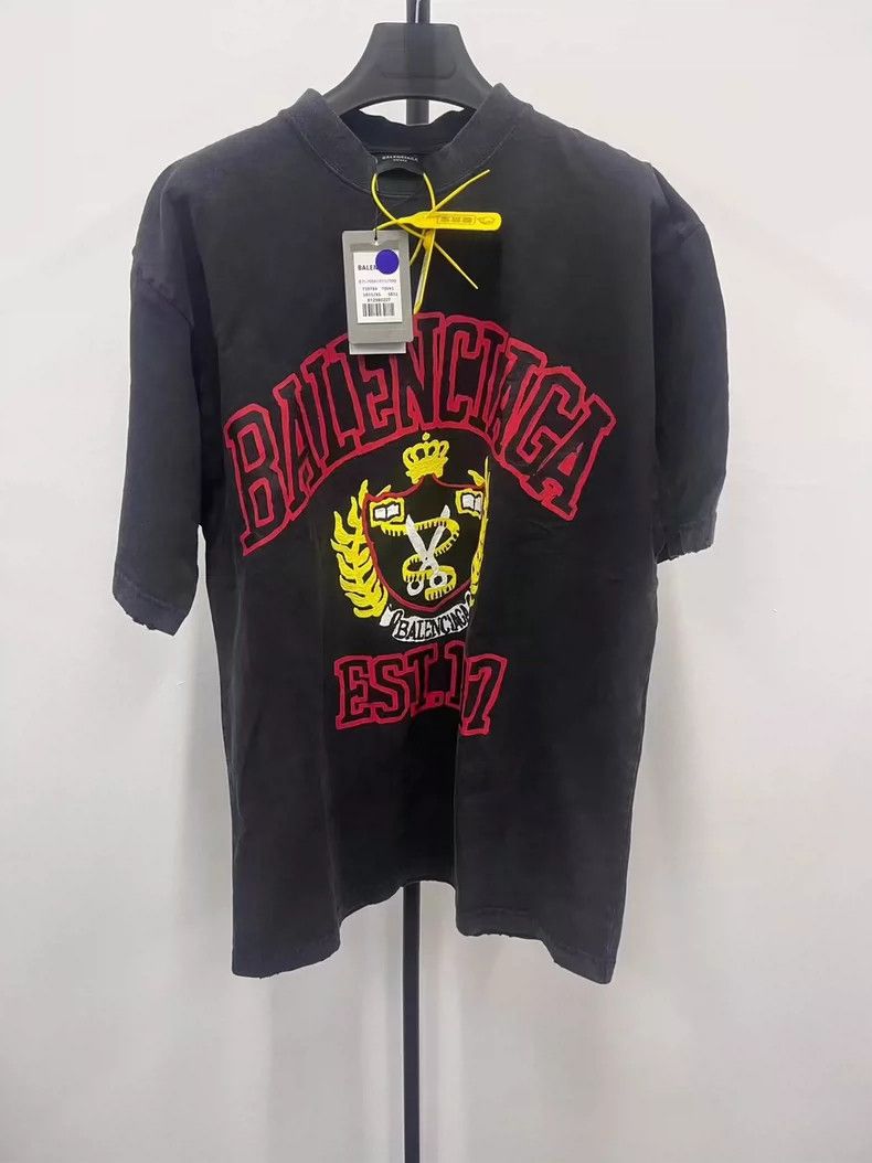 Balenciaga Scissors Wheat Spike Logo monogram printed crew Menswear