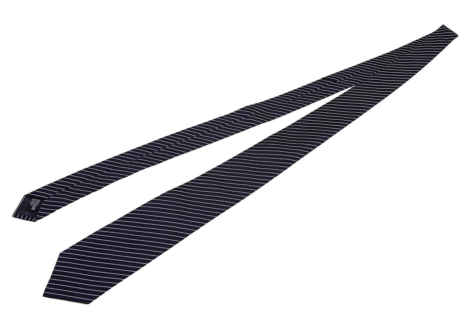 Emporio Armani Silk Regimental Tie in Navy and White Size ONE SIZE - 2 Thumbnail