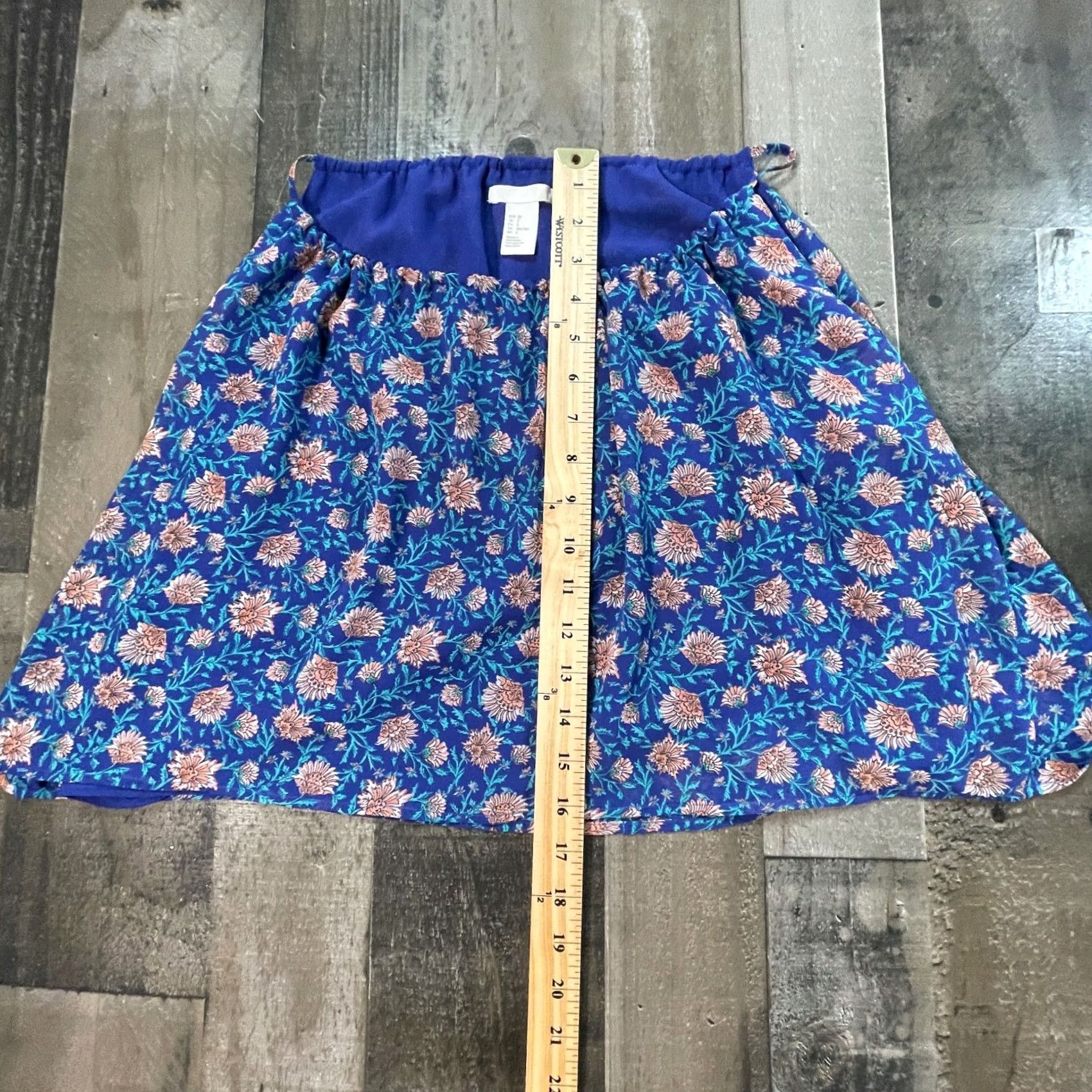 H&M H&M Top Womens Blue Floral Ruched Boat Neck Casual Sleeveless Crop Size 2 Size XS / US 0-2 / IT 36-38 - 4 Thumbnail